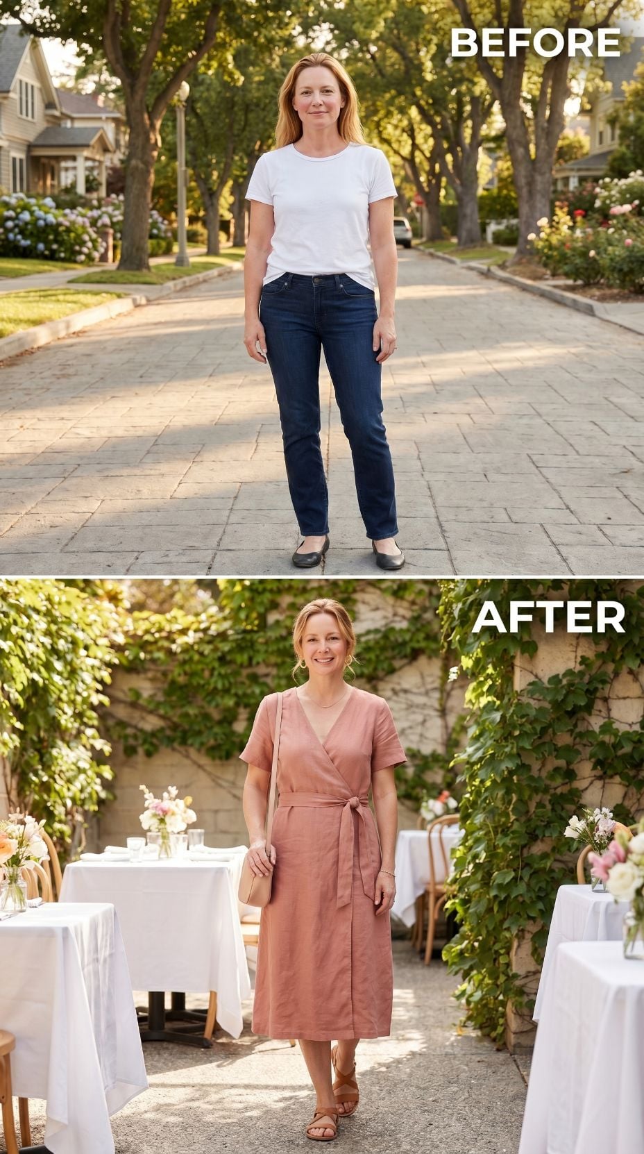 Dusty Rose Linen, a Wrap Tie, and the Dinner She Actually Wanted to Attend