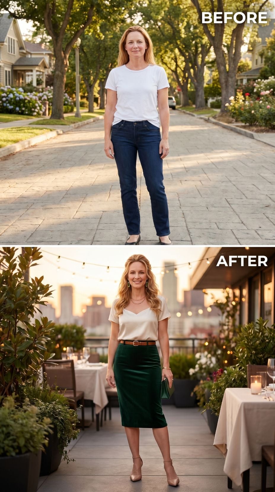 Cream Silk, a Velvet Pencil Skirt, and She Got Dressed Like the Night Had Actual Stakes