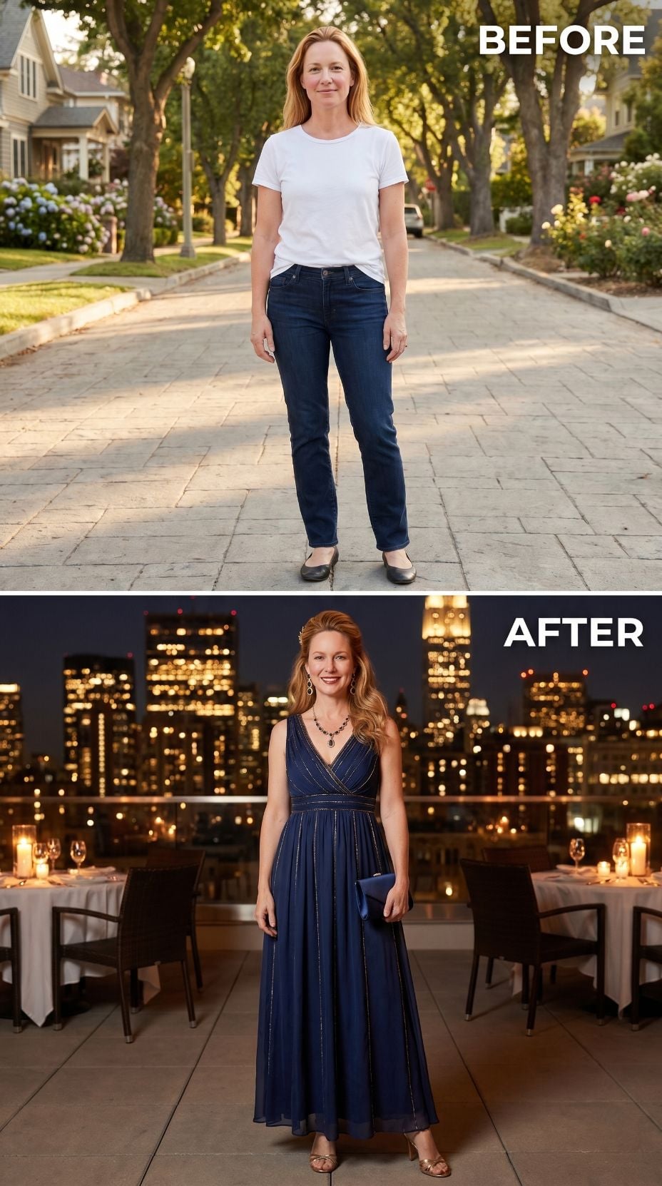 Midnight Blue on a Rooftop, and She Got Dressed Like the City Was Already Watching