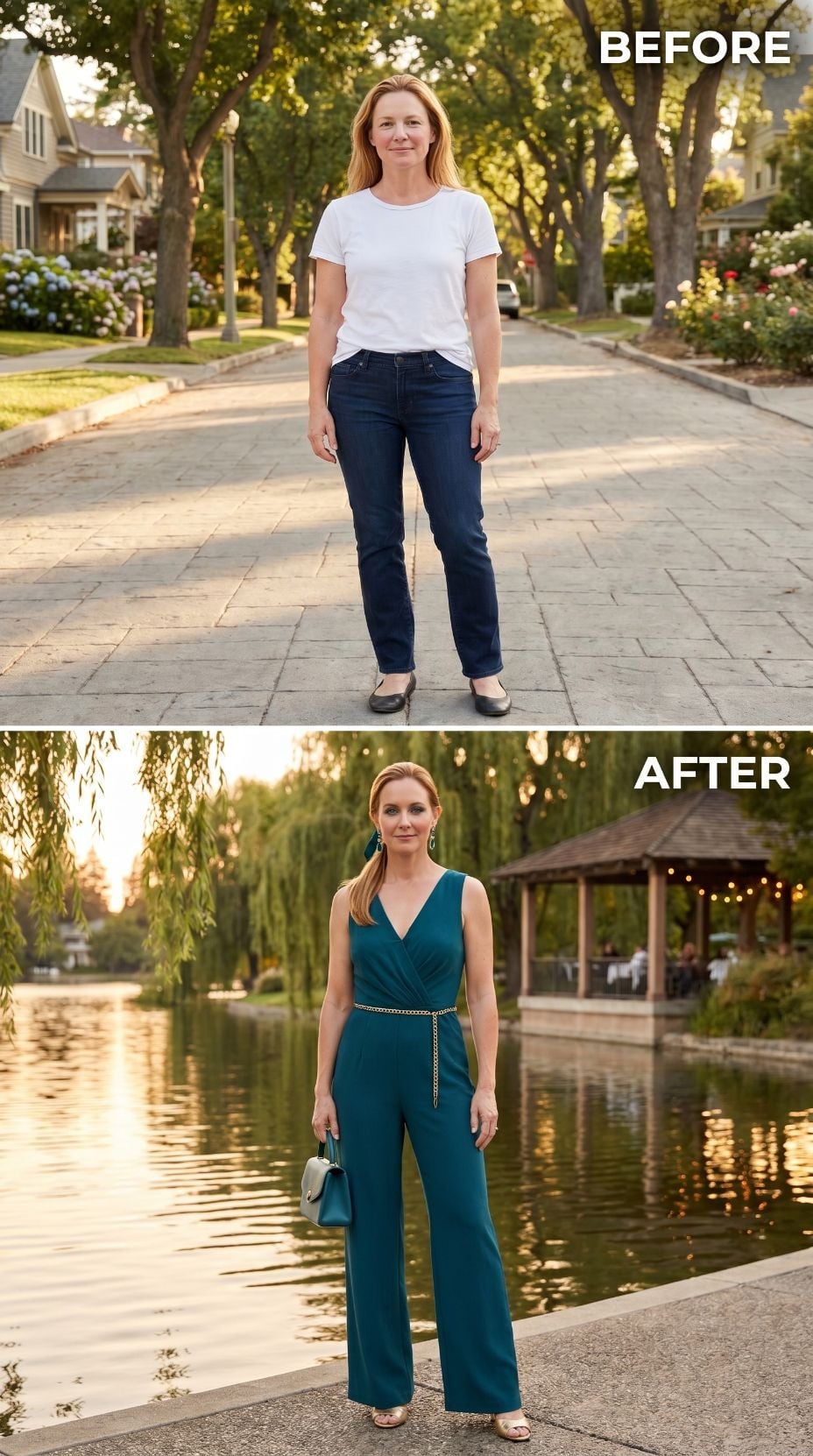 Teal Jumpsuit, a Gazebo at Golden Hour, and She Got Dressed Like the Answer Was Yes