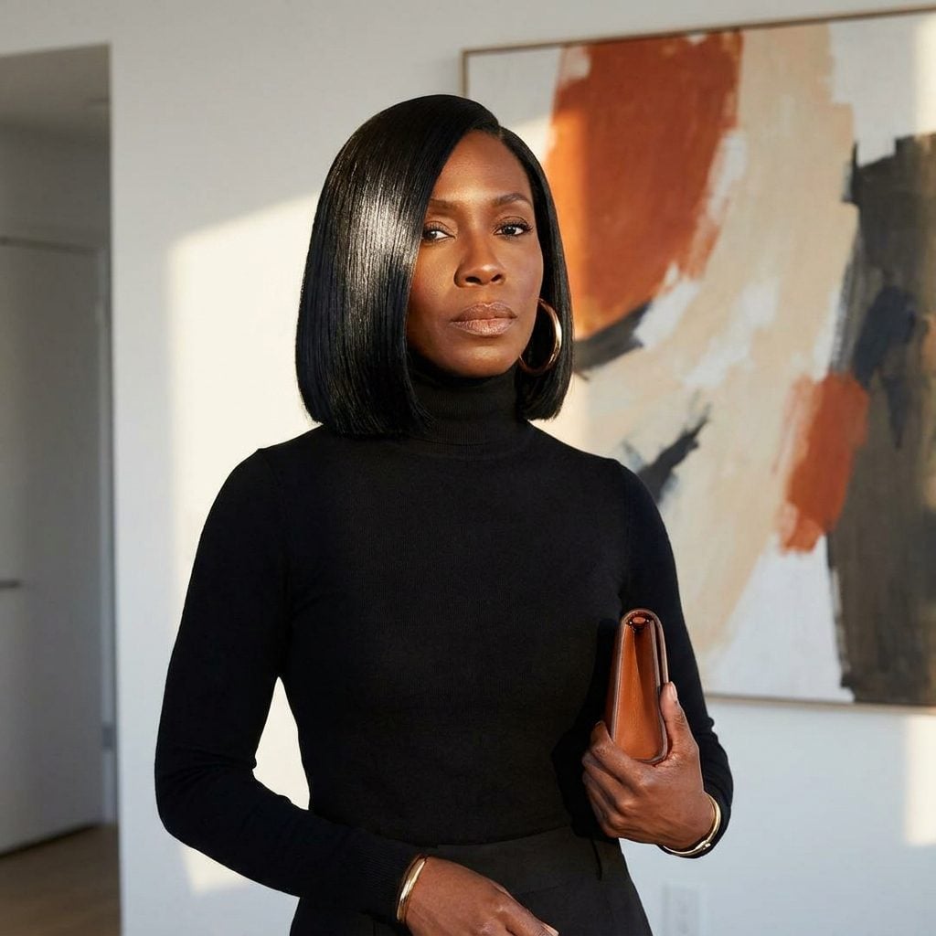 The Blunt-Cut Jaw-Length Bob With a Deep Side Part and a Finish So Sleek It Looked Wet