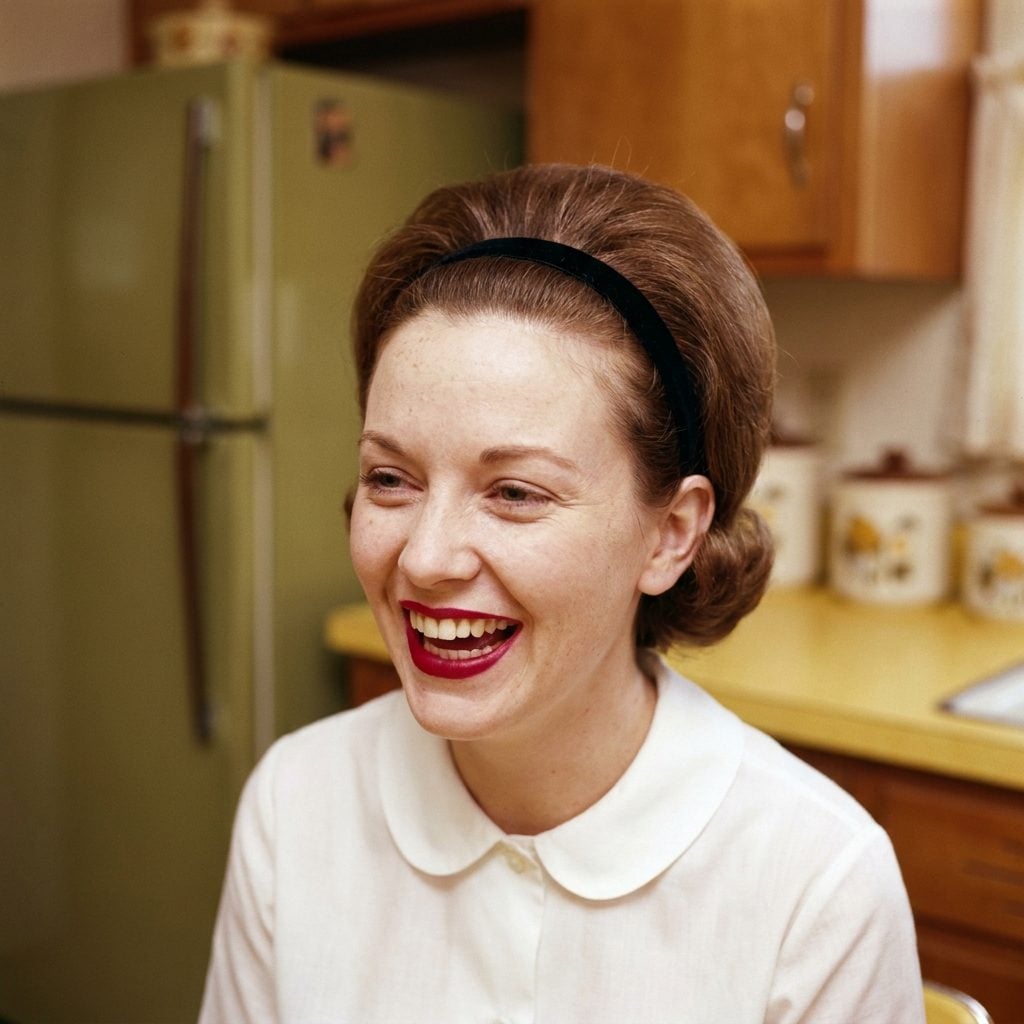 Bright Cherry Red Lips With a Clean Bare Lid and One Coat of Brown Mascara