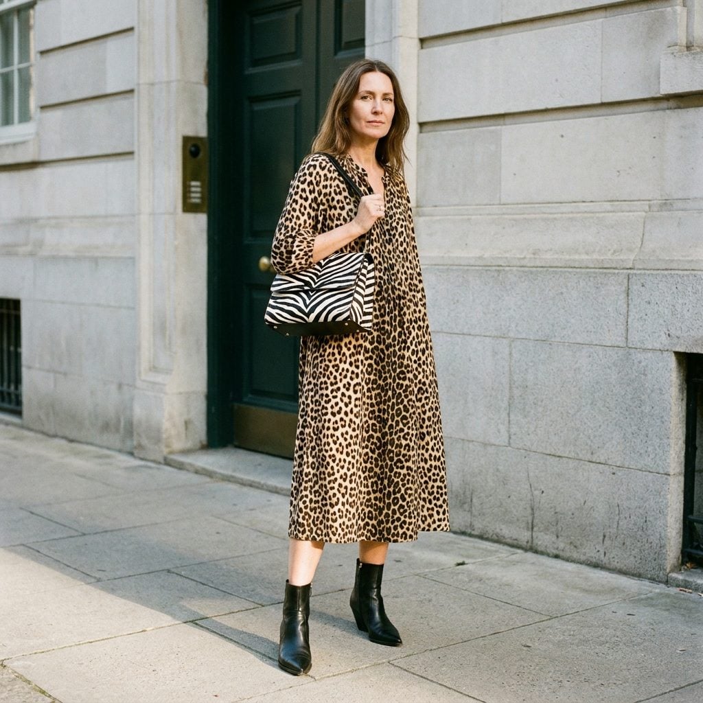 Choosing a Bag in a Print That Directly Competes with the Print in the Outfit