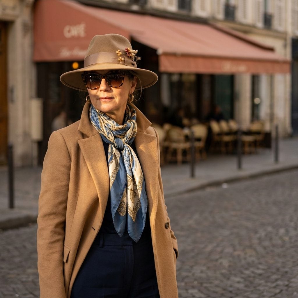 Choosing an Embellished Hat When Earrings, Sunglasses, and a Scarf Are Already in Play