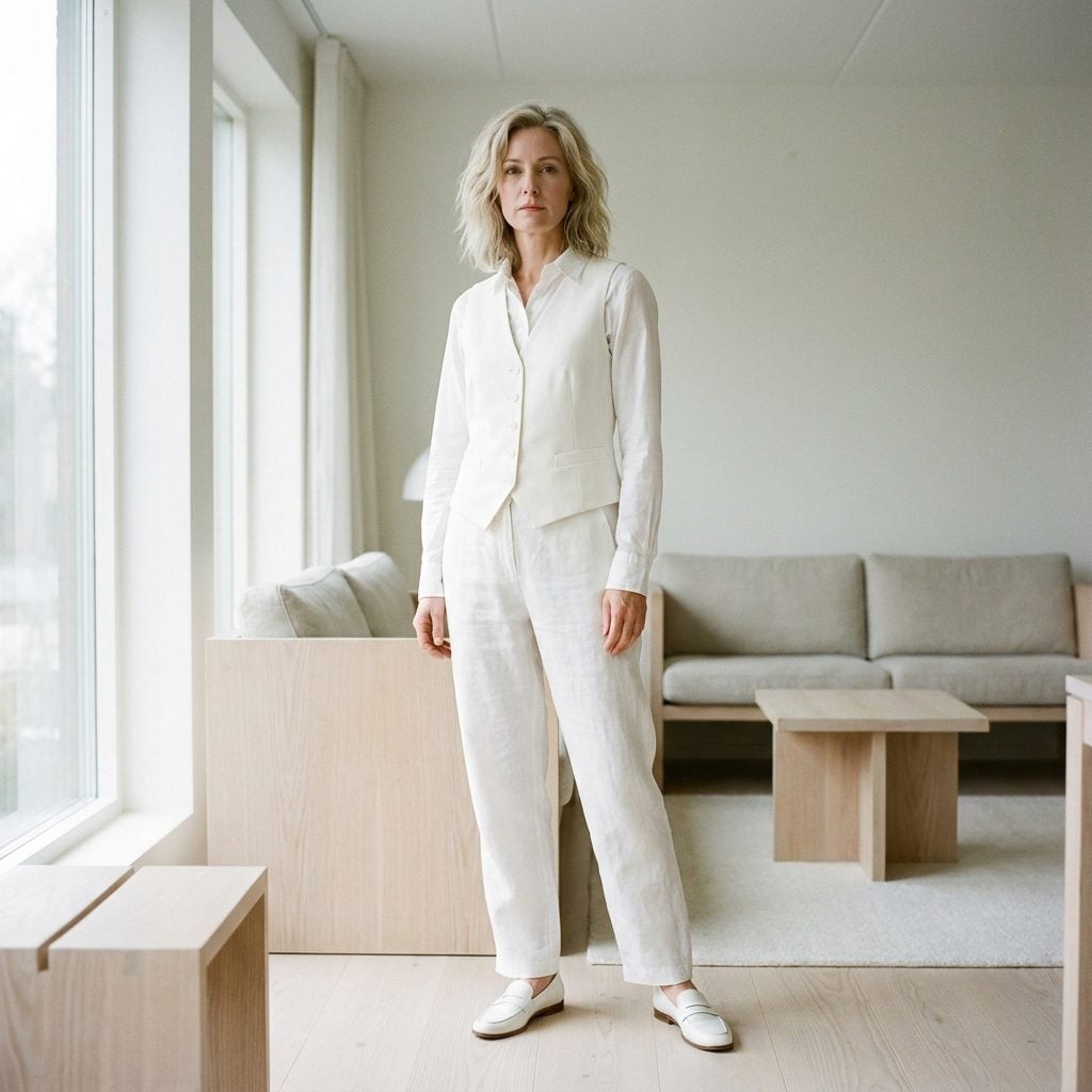 Cool Ash-Blonde and an Ivory Turtleneck Knit: Tonal Dressing That Whispers Instead of Shouts