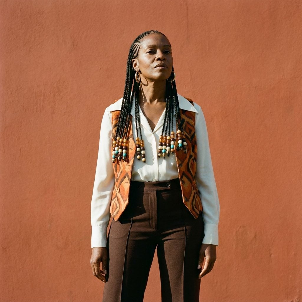 Cornrows Close to the Scalp With Beaded Ends and Natural Texture