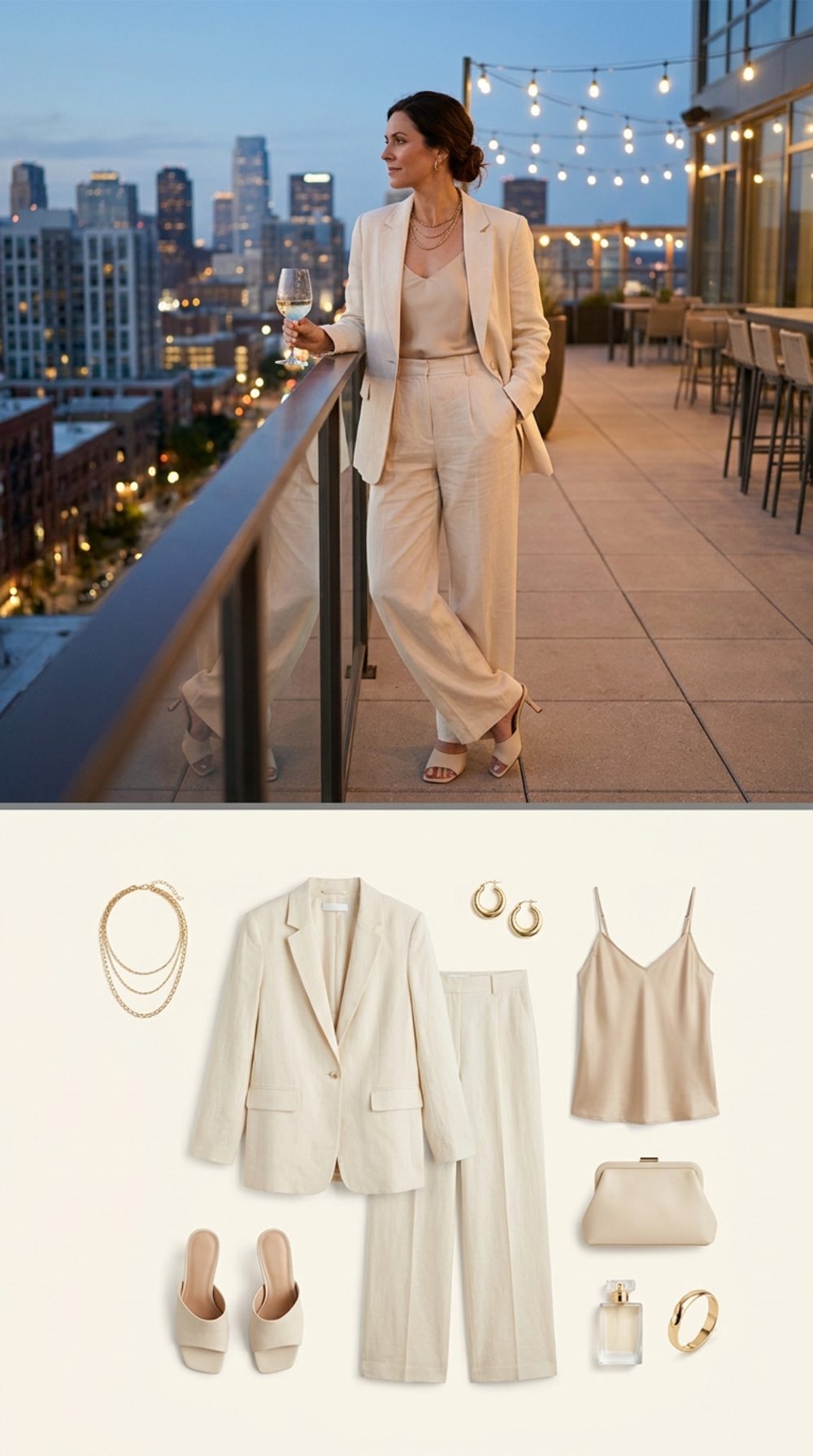 Cream Linen Blazer and Wide-Leg Trouser Set: The Power Suit She Never Got to Wear