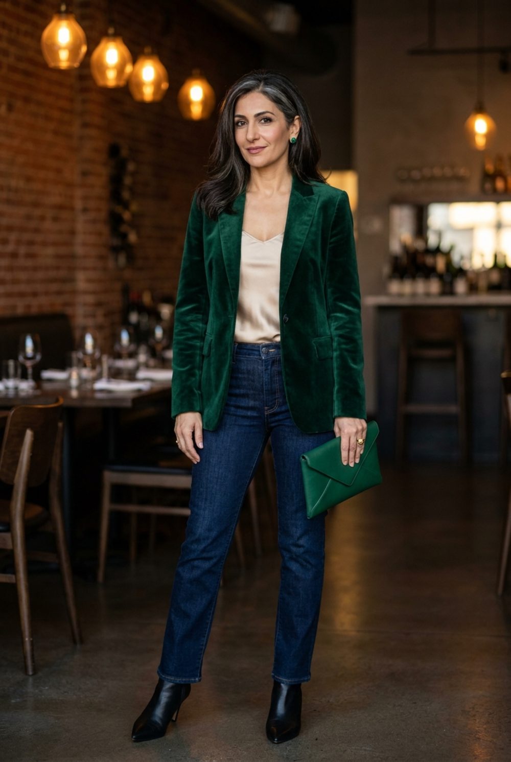 Emerald Velvet Blazer with a Matching Clutch Is Not Asking for Permission