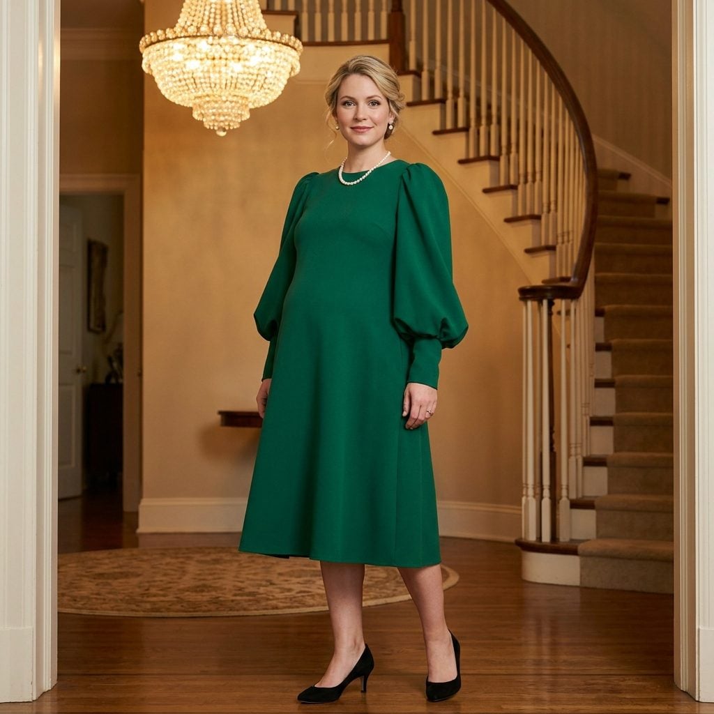 The Jewel-Tone Maternity Dress with Leg-of-Mutton Sleeves So Big They Needed Their Own Introduction