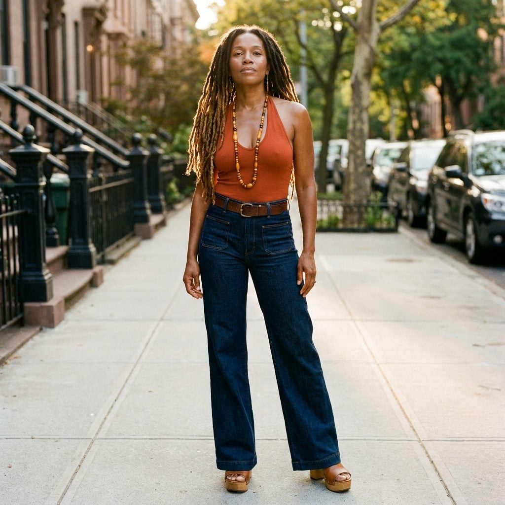Long Natural Locs Worn Loose and Free With a Middle Part