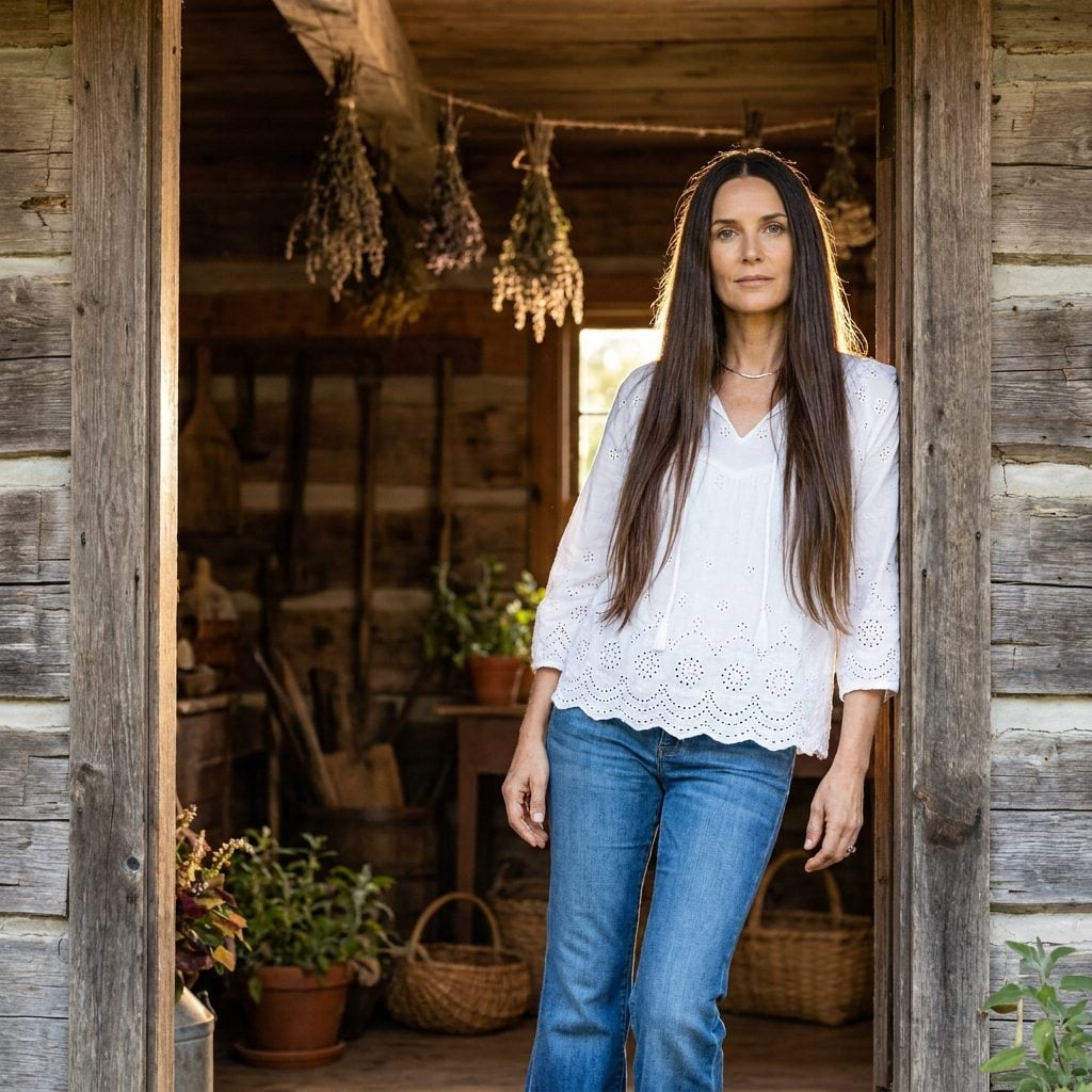 Long Straight Center-Parted Hair Worn Loose and Pin-Straight to the Waist