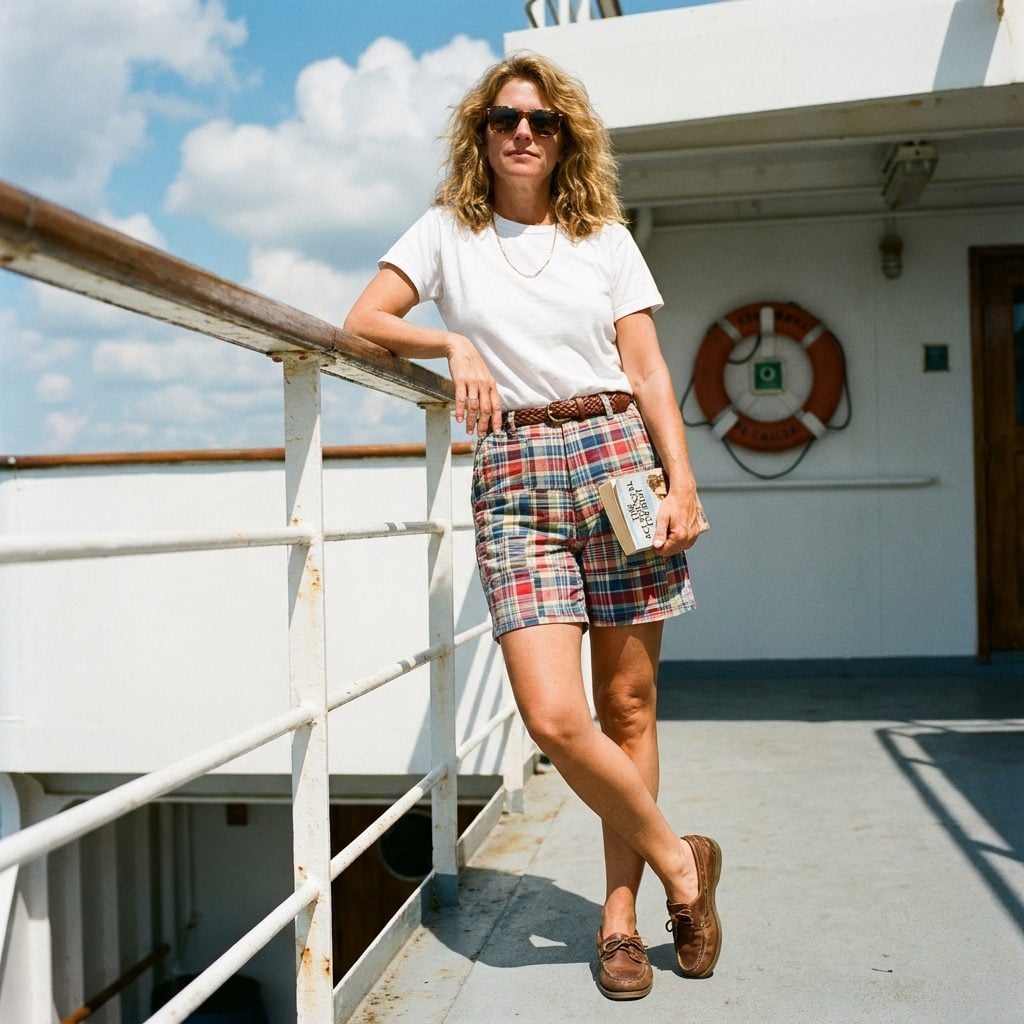 Madras Plaid Shorts With a Simple Tee, Because Somebody's Husband Had Influence