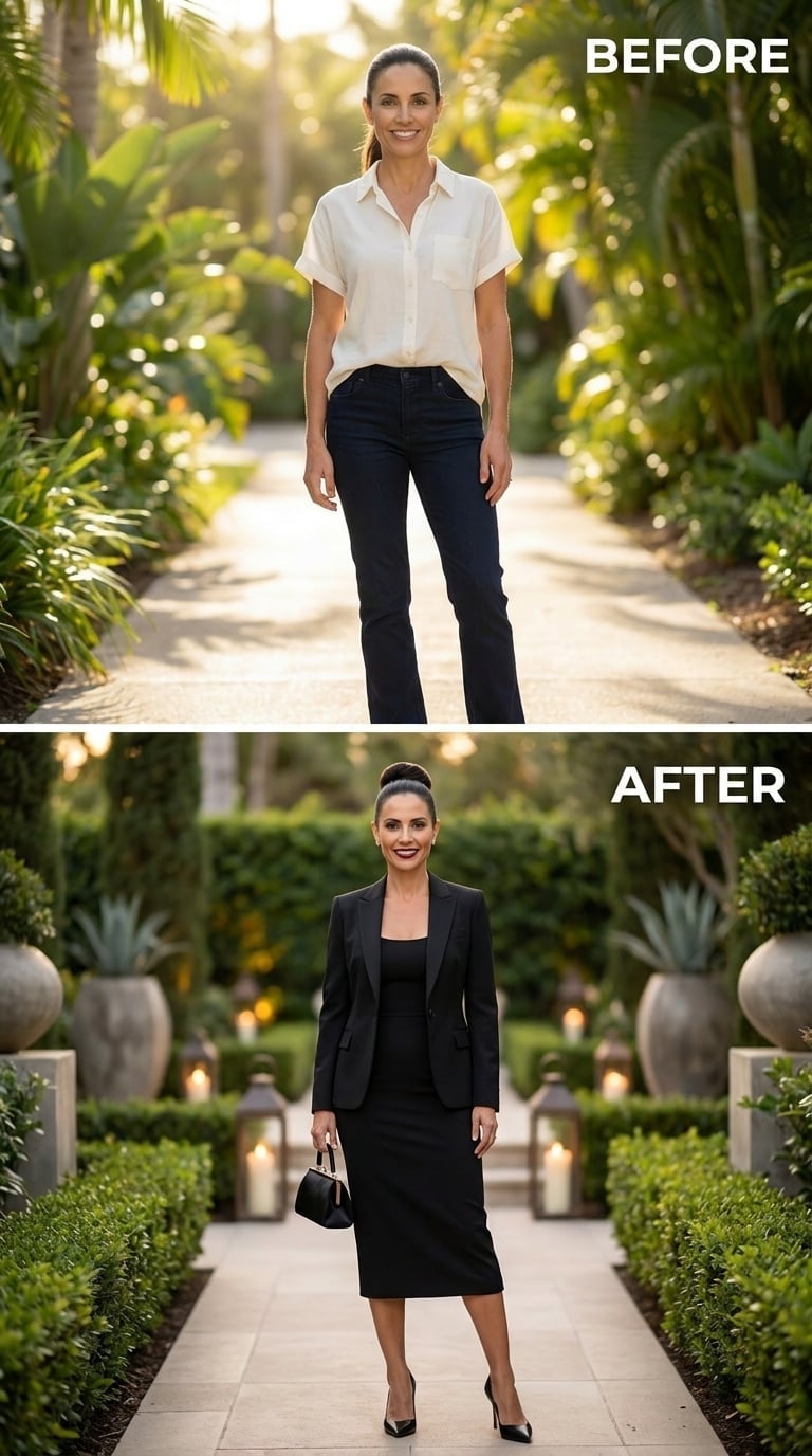 All Black, Garden Candlelight, and What She Looks Like When She Stops Dressing Small