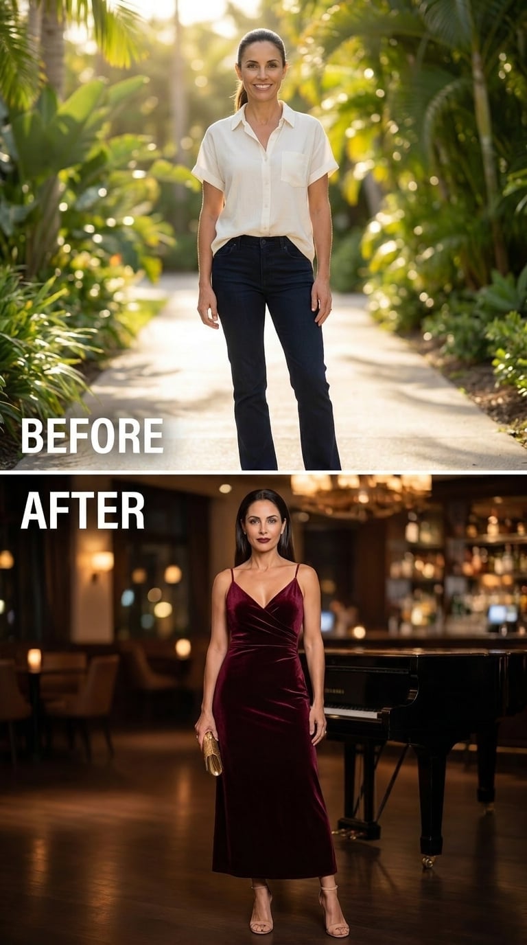 Burgundy Velvet at 45, Piano Bar Lighting, and What It Looks Like to Stop Shrinking