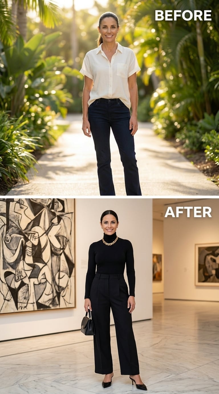 Full Black at an Art Gallery, and Why Confidence Reads Louder Than Color