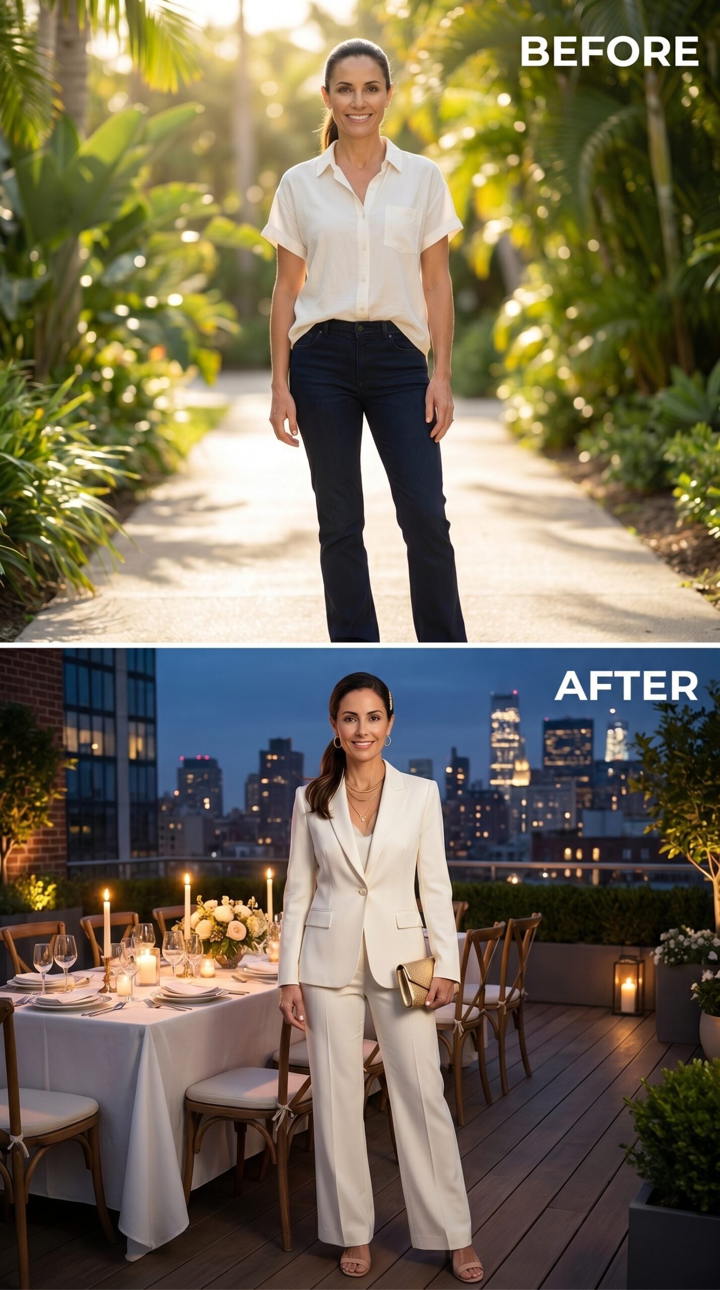 Ivory Suit, Rooftop Candlelight, and What It Looks Like When She Claims the Night