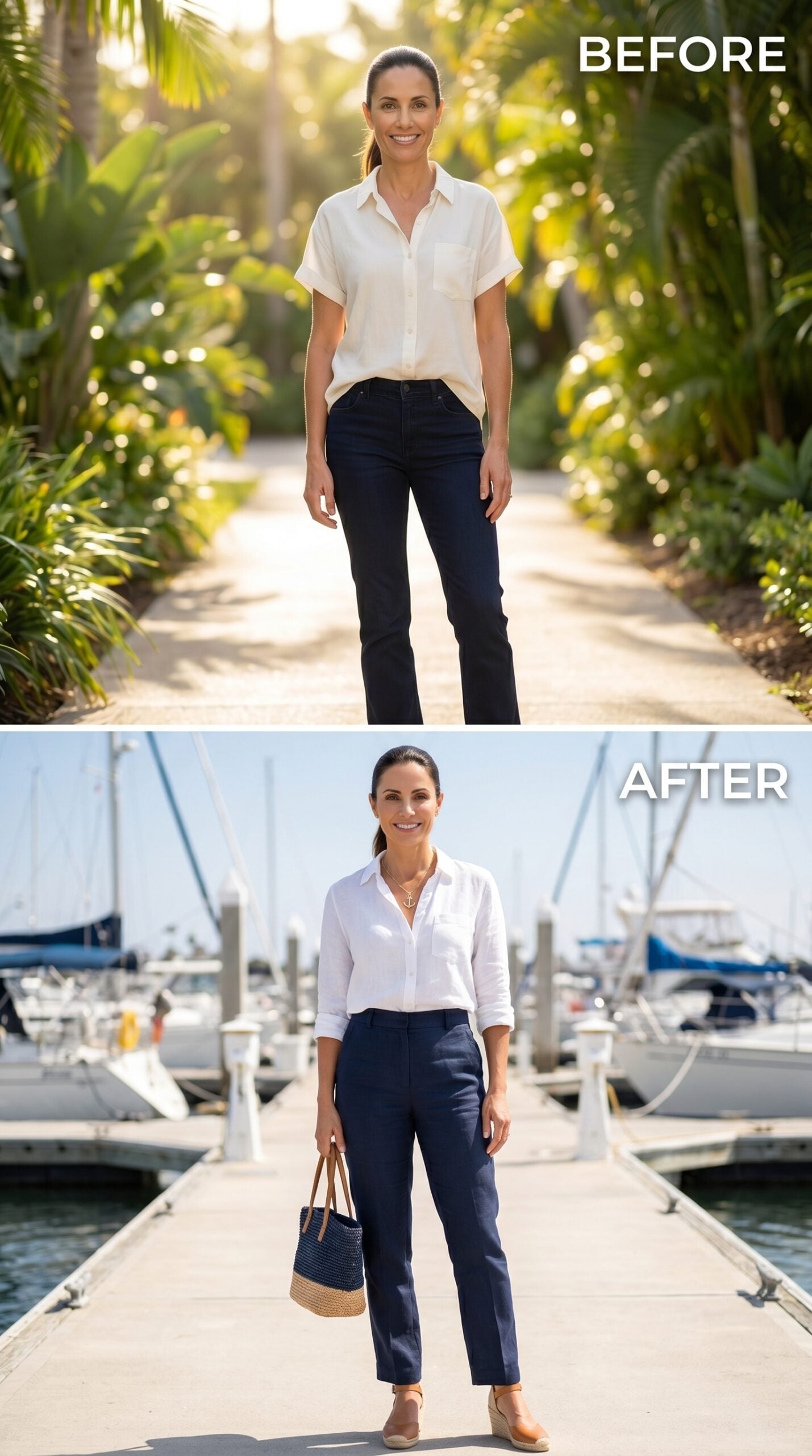 Navy Linen Trousers and the Quiet Power of Starting Over at a Marina