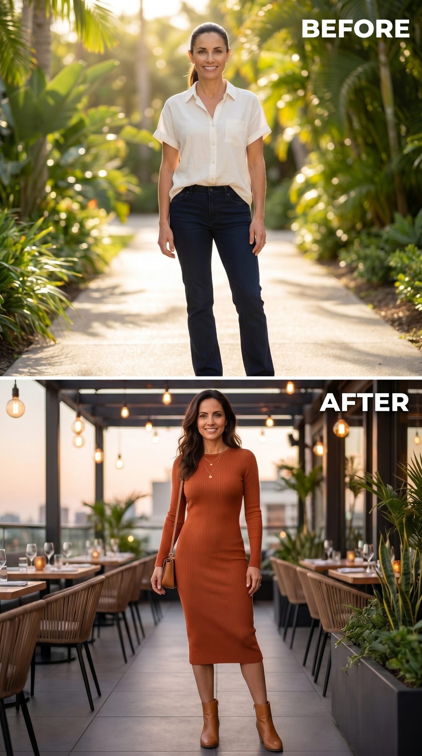 Rust Ribbed Knit at 45 and Why Dinner Out Can Feel Like Yours Again