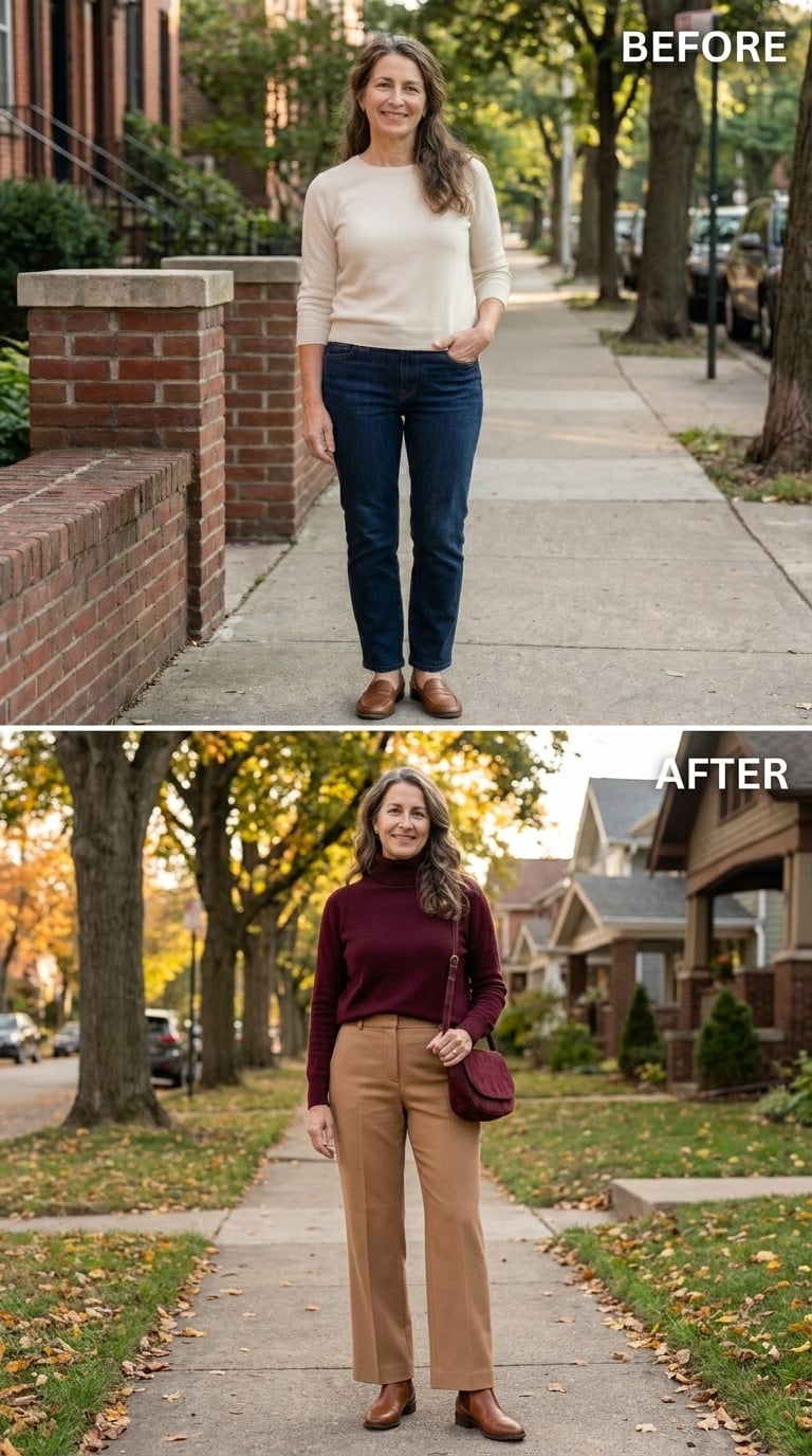 Burgundy and Camel, Worn Like She Already Knew