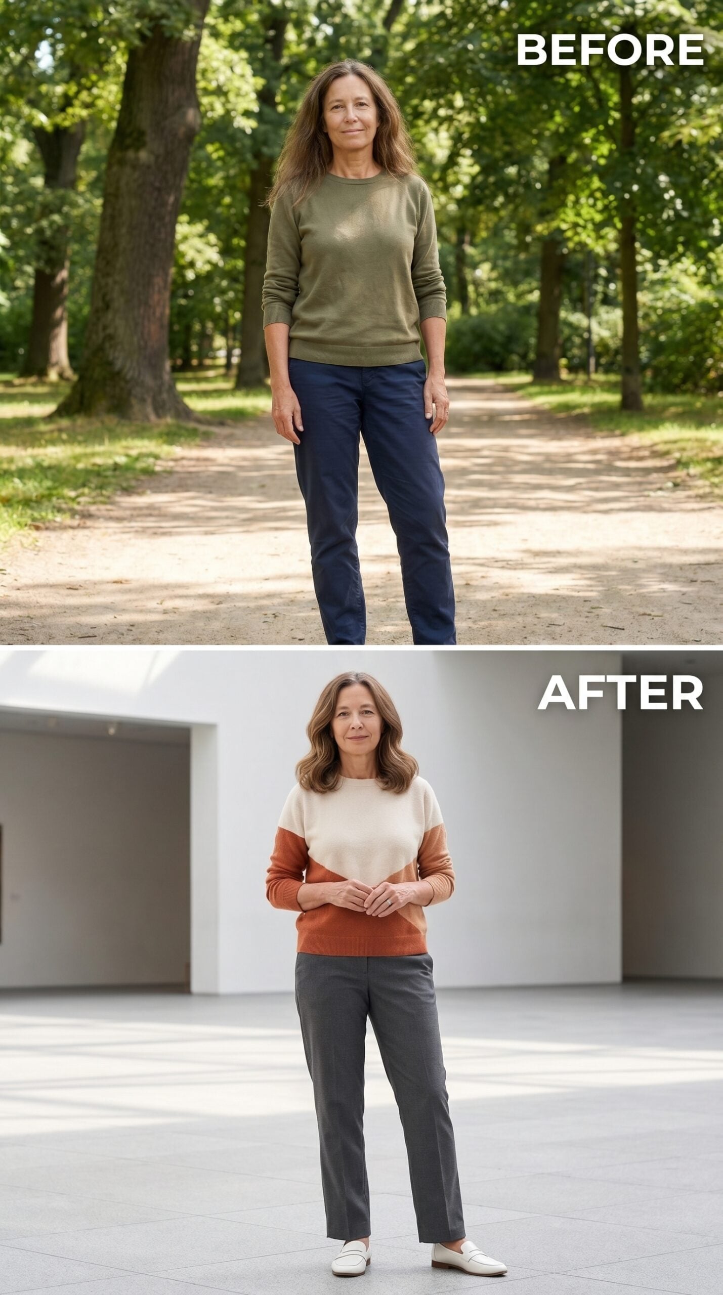 Color-Block Sweater at 60: How Two Tones Do the Work of an Entire Outfit