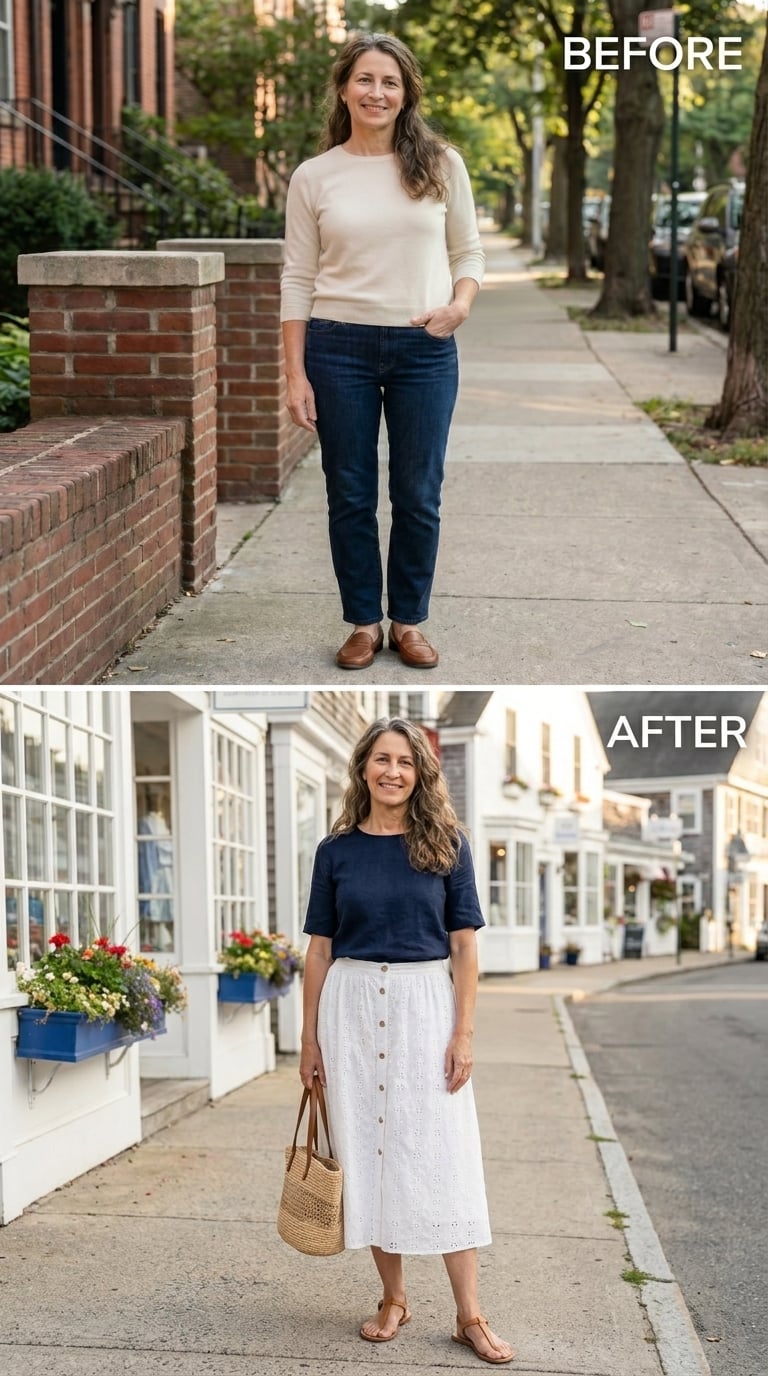 Navy and White Found Each Other, and the Result Feels Like Summer With Somewhere to Be