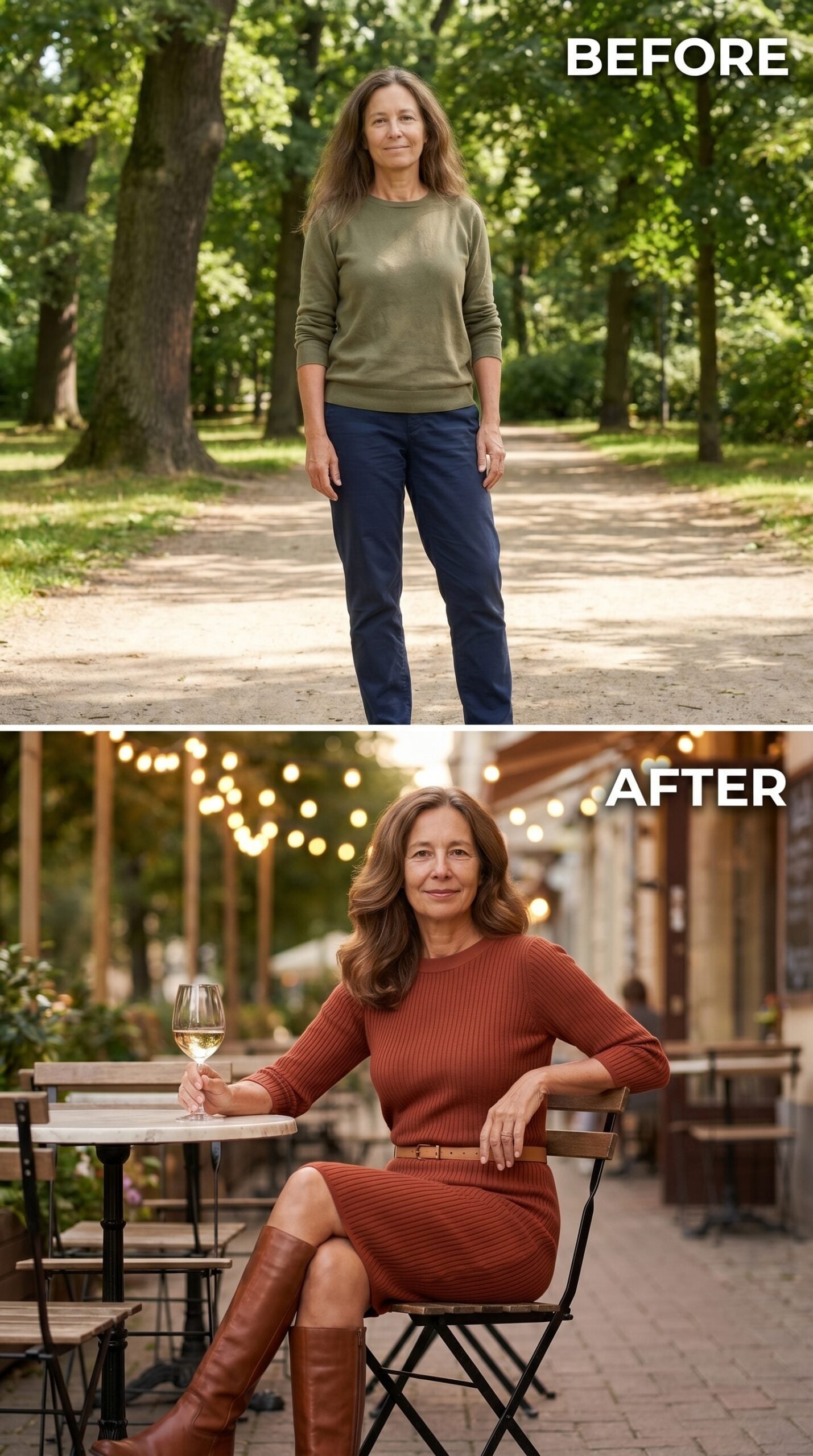 Ribbed Knit Dress at 60: When Rust Does More Work Than the Whole Outfit Combined