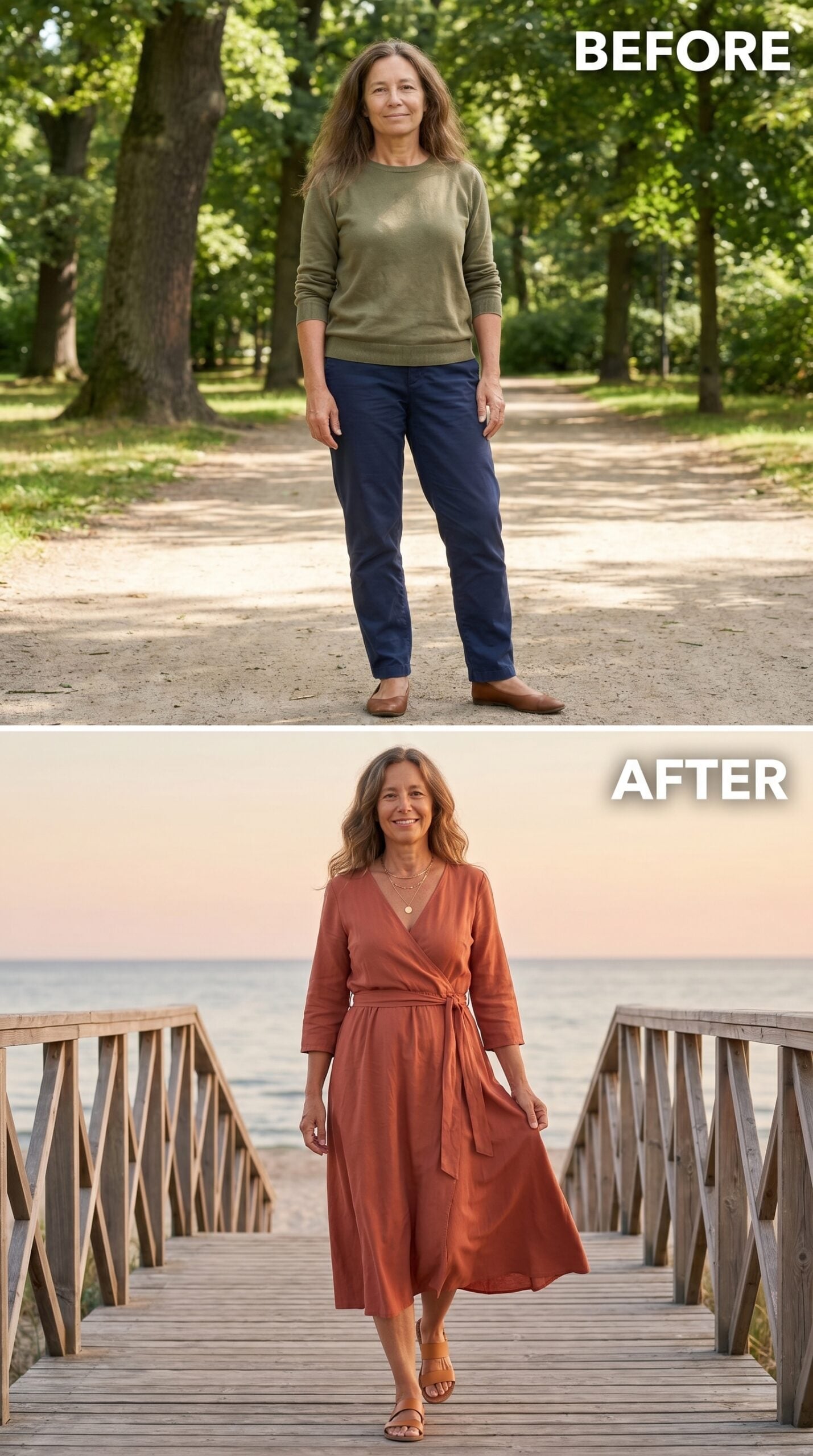 Rust Wrap Dress at 60: One Color Decision That Does All the Heavy Lifting