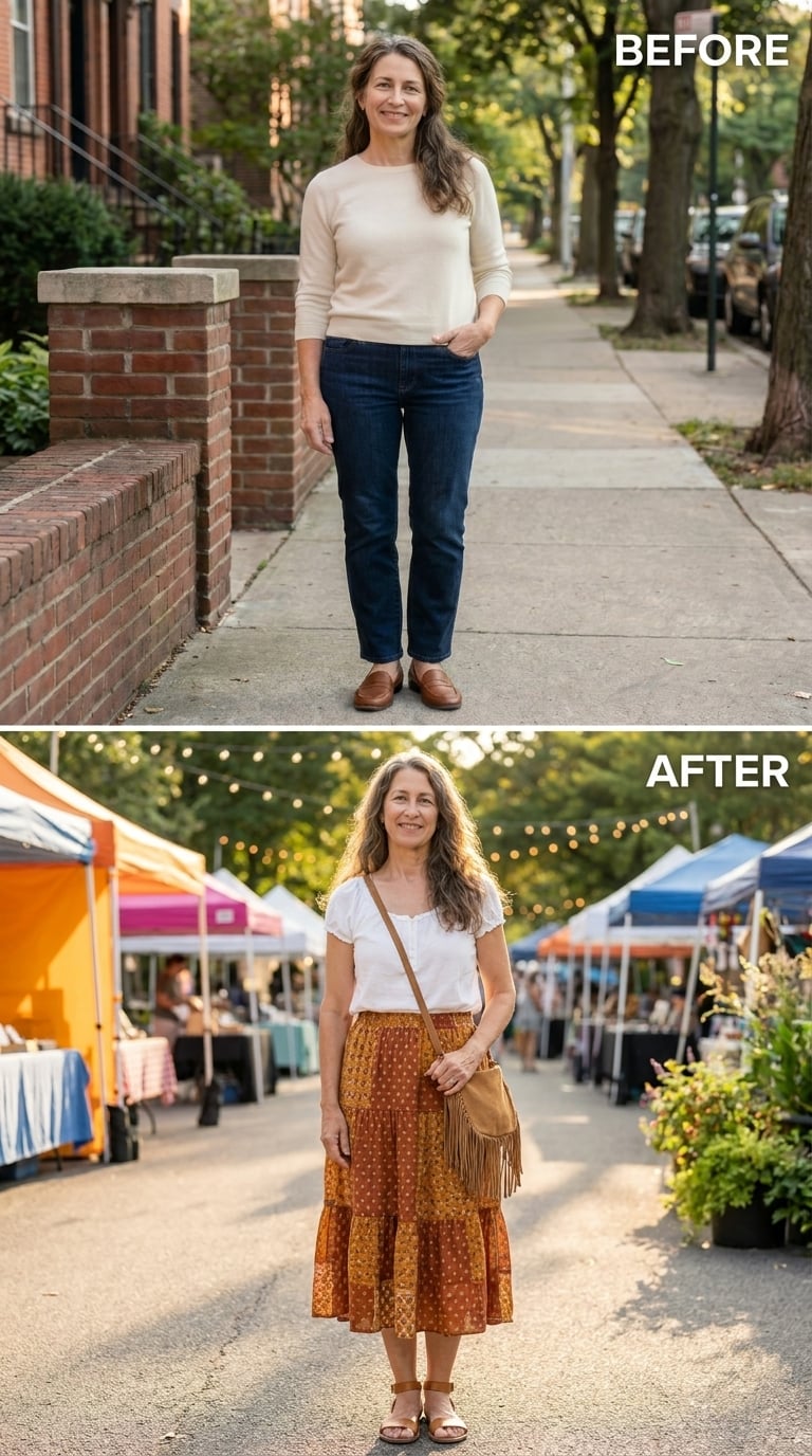 Tiered Cotton, a Fringe Bag, and Suddenly the Farmers Market Feels Like the Right Place to Be