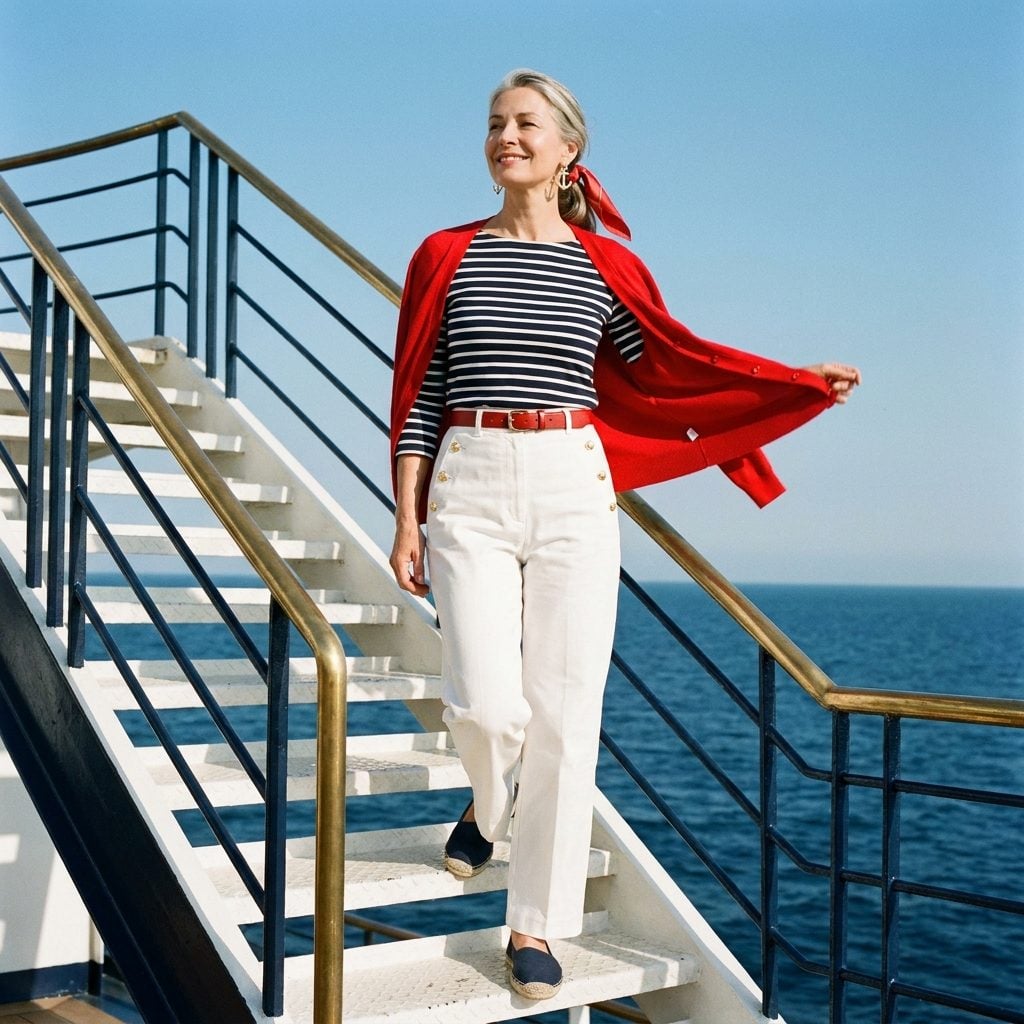 Nautical-Themed Outfits in Navy, White, and Red Because You Were on a Boat and the Law Required It