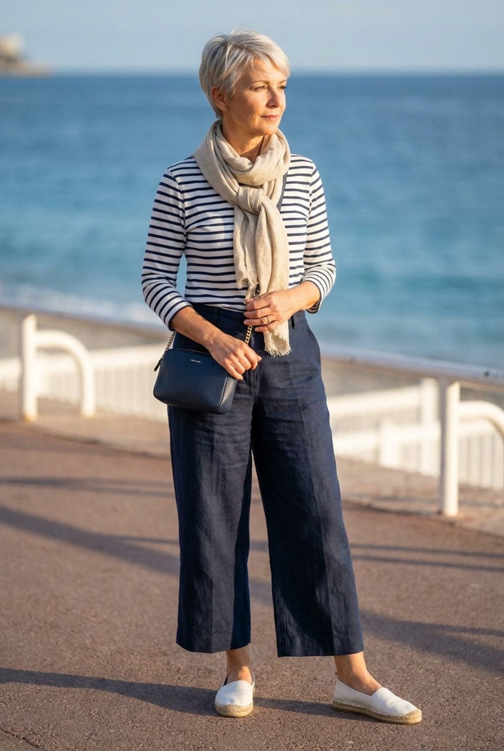 Navy Linen Wide-Legs and a Breton Stripe: Coastal Dressing With Real Backbone