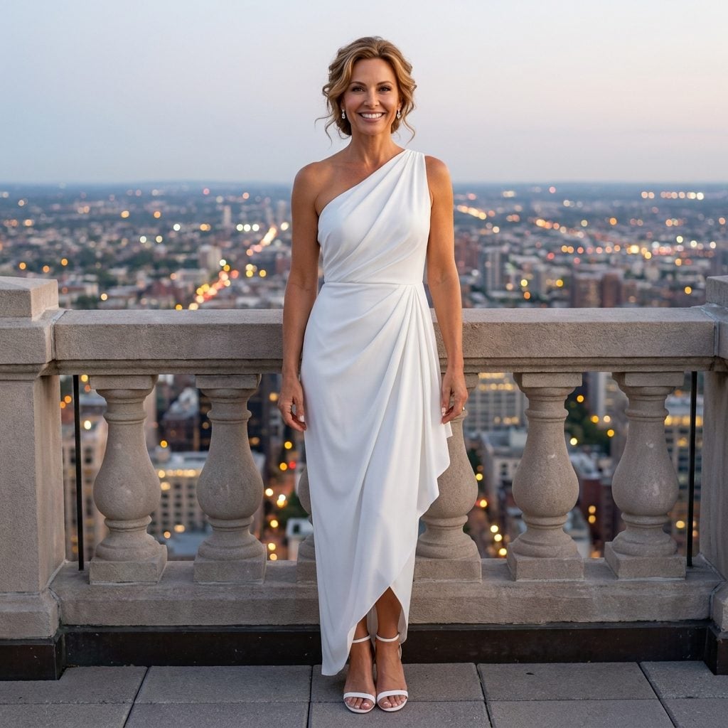Pinned-Up Caramel Waves and a White Wrap Blouse Prove You Don't Need a Blazer to Look Put Together