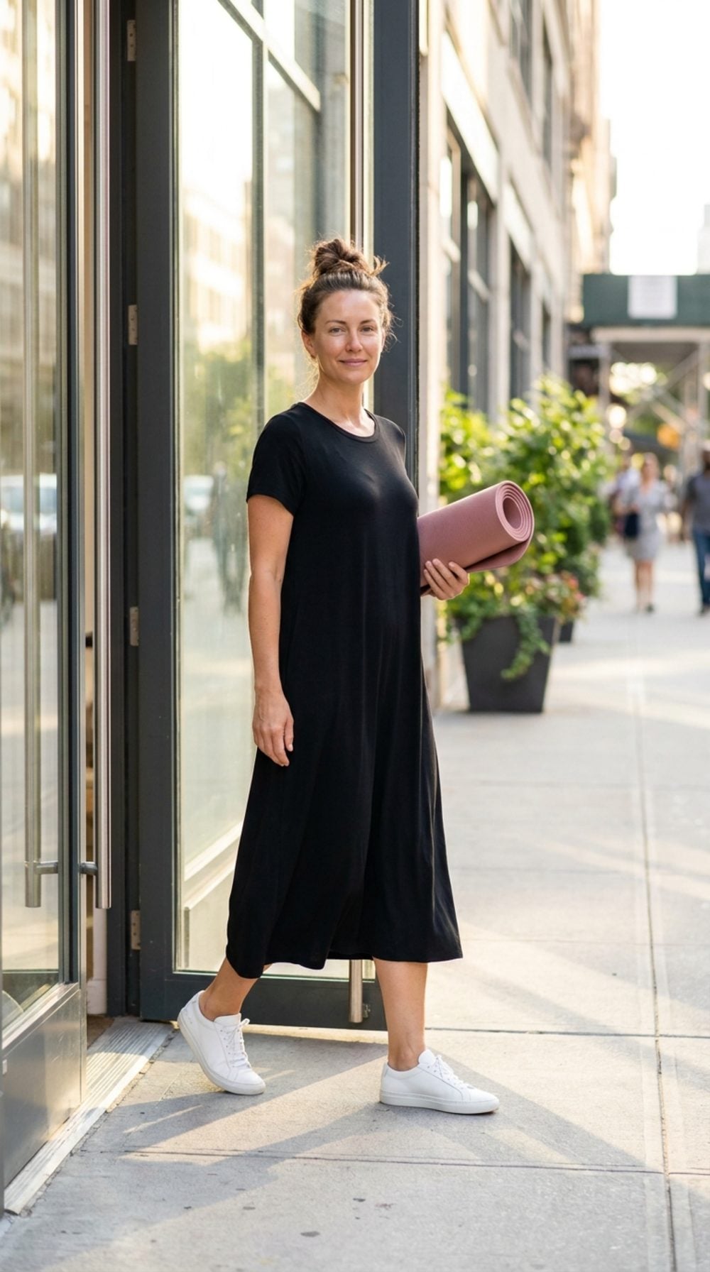 Post-Yoga Glow: A Flowing Black Dress and the Calm She Built Herself