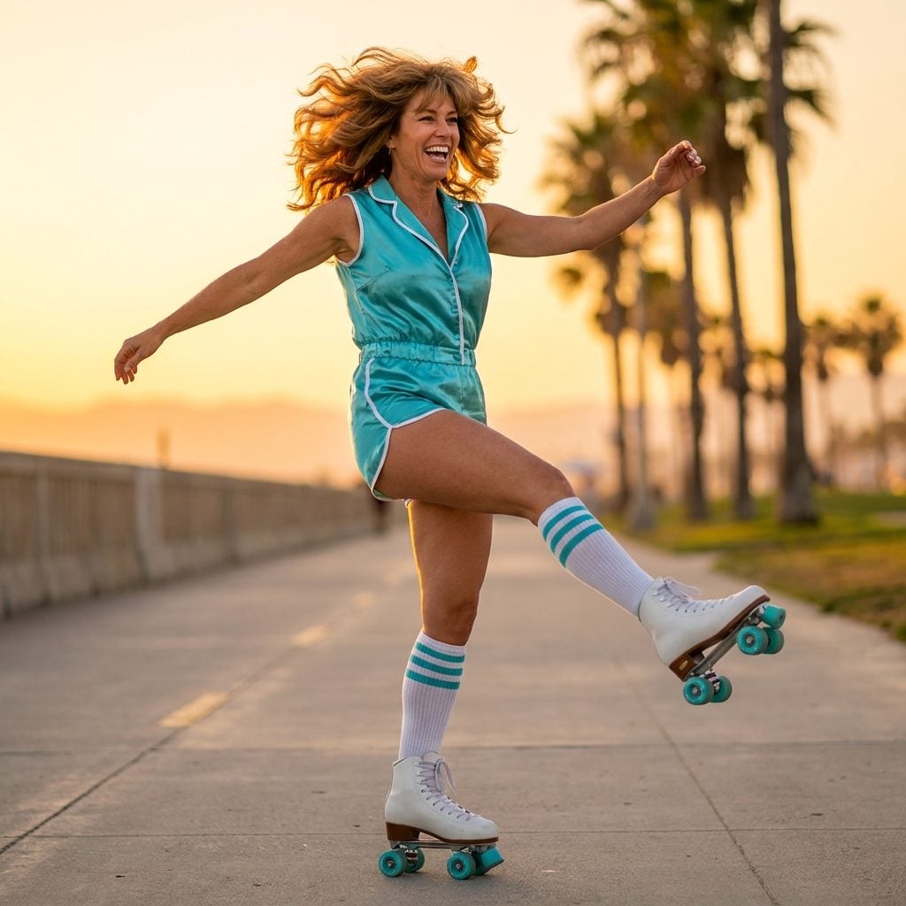 Roller Disco Flipped-Out Layers With a High-Volume Crown and Feathered Sides That Caught the Wind