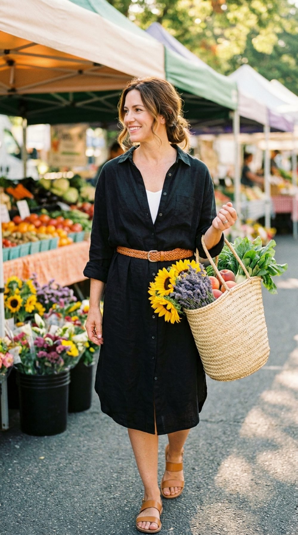 Saturday Market in Linen: Buying Flowers for Your Own Table