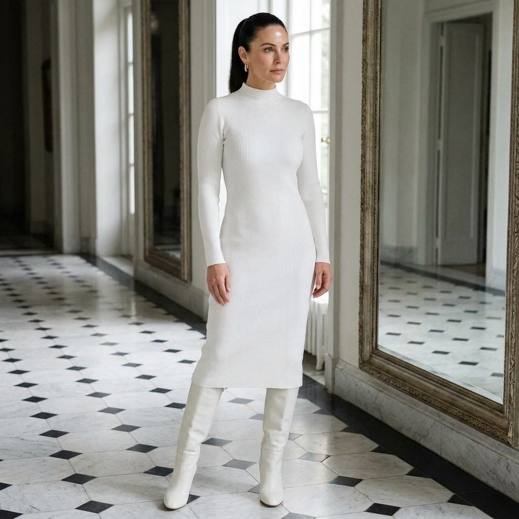 The Sleek Ponytail and White Column Dress: When Less Is So Much More