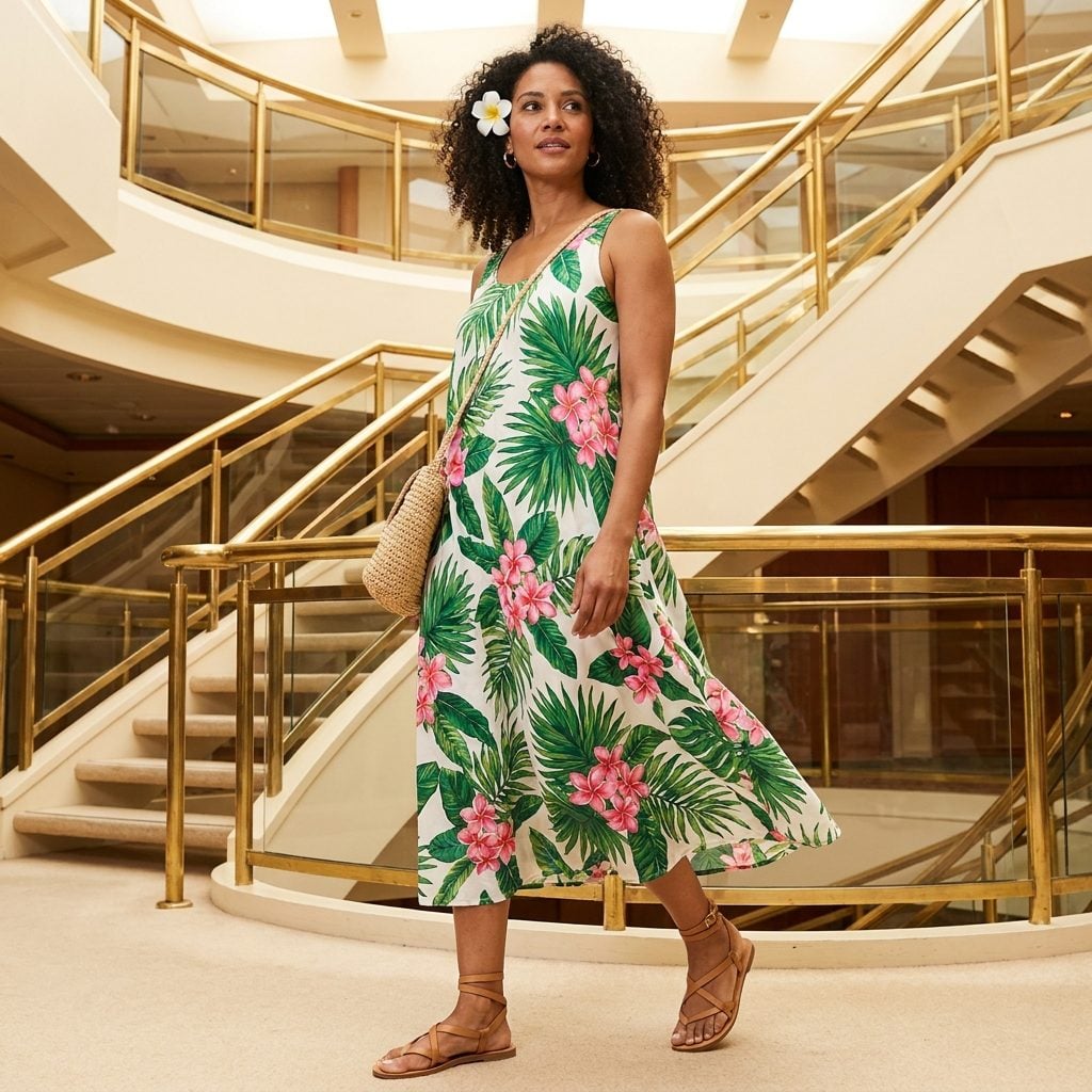 The Sleeveless Sundress With Bold Tropical Patterns That You Packed Three Of