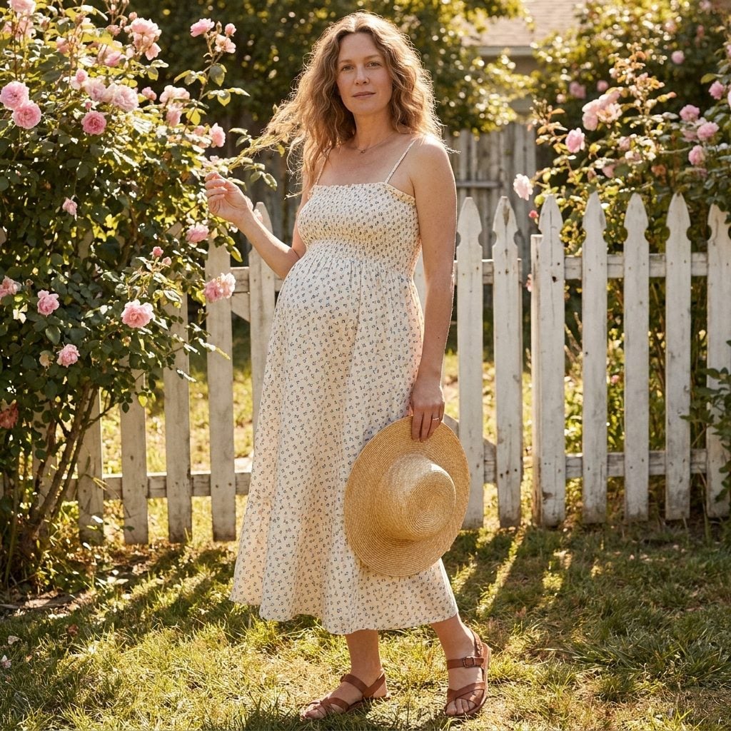 The Smocked Calico Sundress with a Full Gathered Skirt That Swayed When You Walked