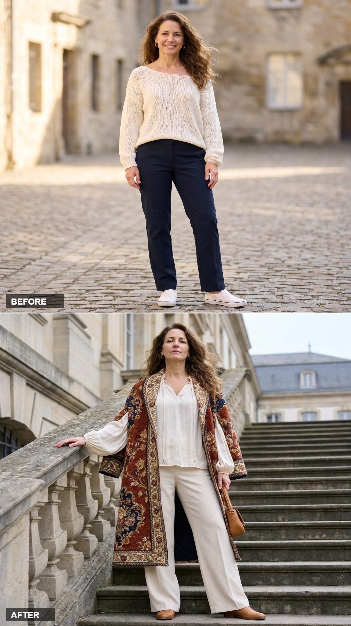 The Tapestry Coat That Rewrote the Whole Outfit: From Navy Puffer to Boho-Luxe Statement