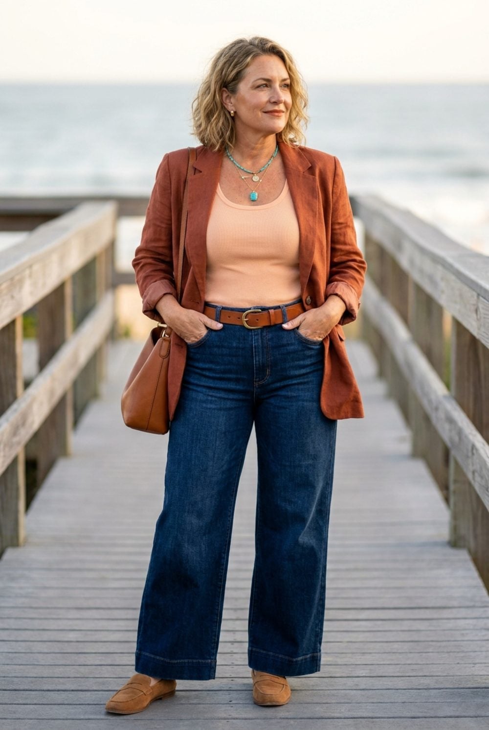Terracotta Linen Blazer and Turquoise Pendant: Choosing Warmth Over Armor
