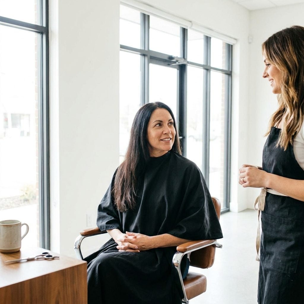 Walking into the salon without a photo for the first time because she finally trusted her own instincts