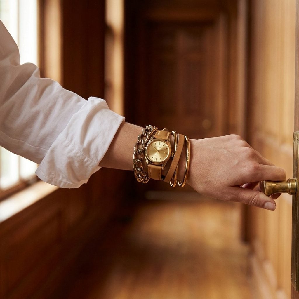 Wearing a Watch Plus Multiple Bracelets on the Same Wrist Until You Can Barely Move It