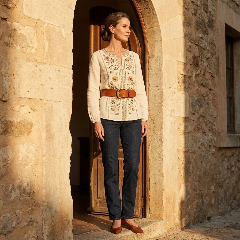 Wearing a Wide Statement Belt Over a Top That's Already Embellished or Heavily Detailed