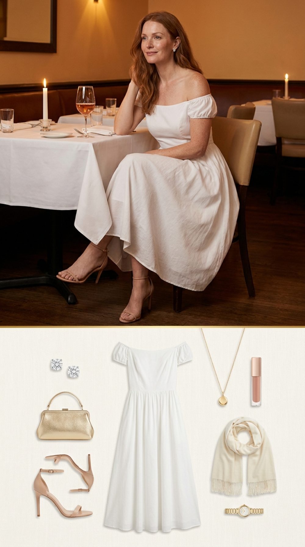 White Off-the-Shoulder Midi Dress: The Table-for-One That Turned Every Head