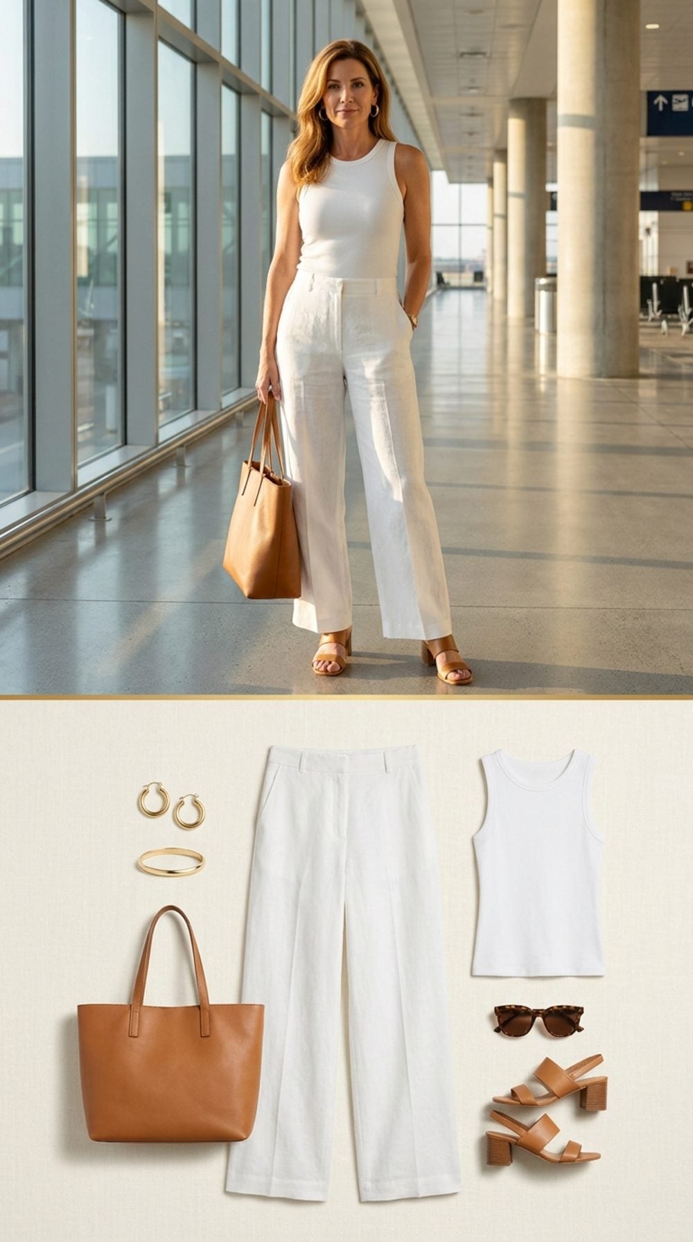 White Wide-Leg Linen Trousers: The Foundation She Packed First