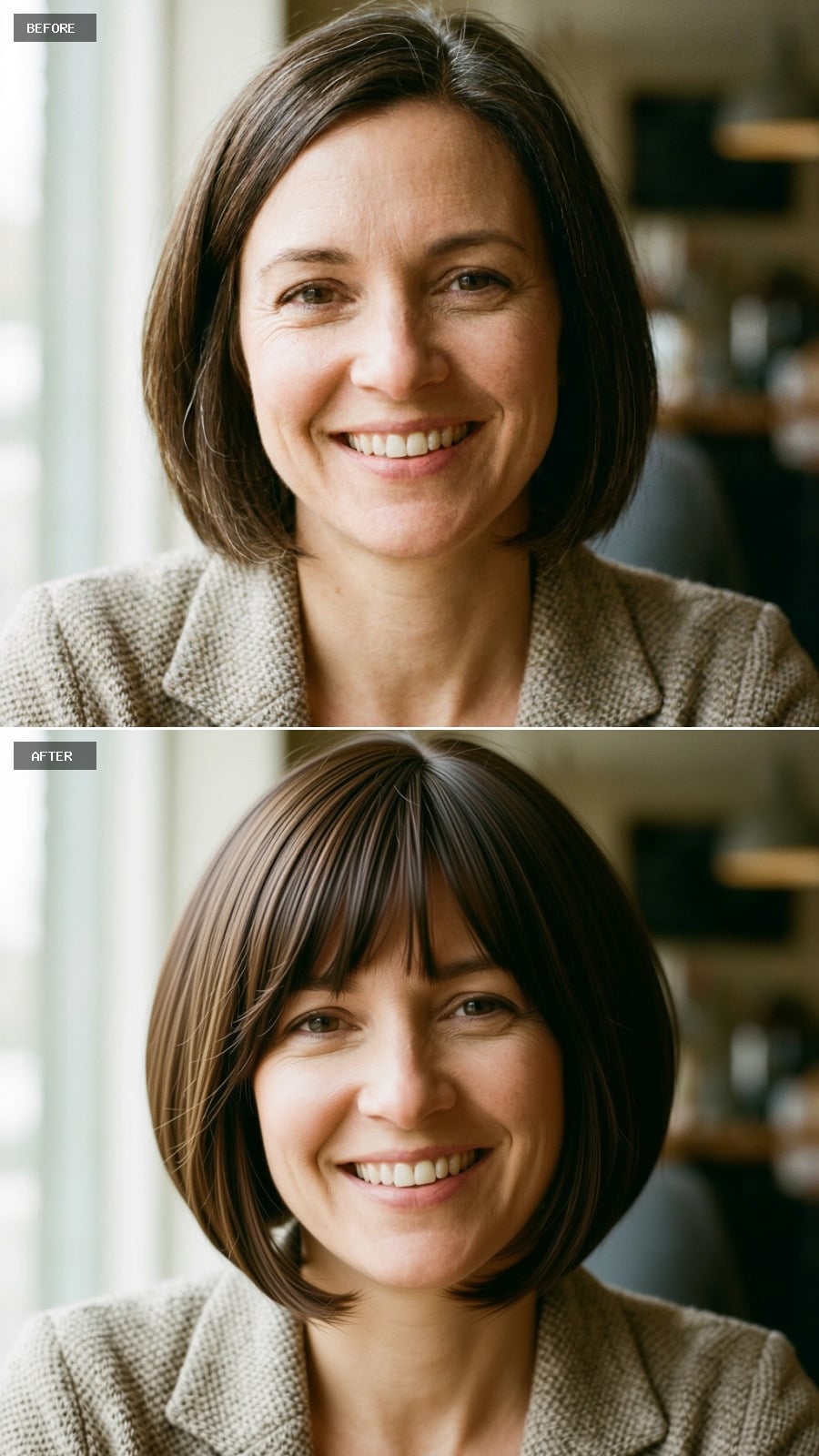 Bangs Changed Everything. The Color Didn't Move an Inch.