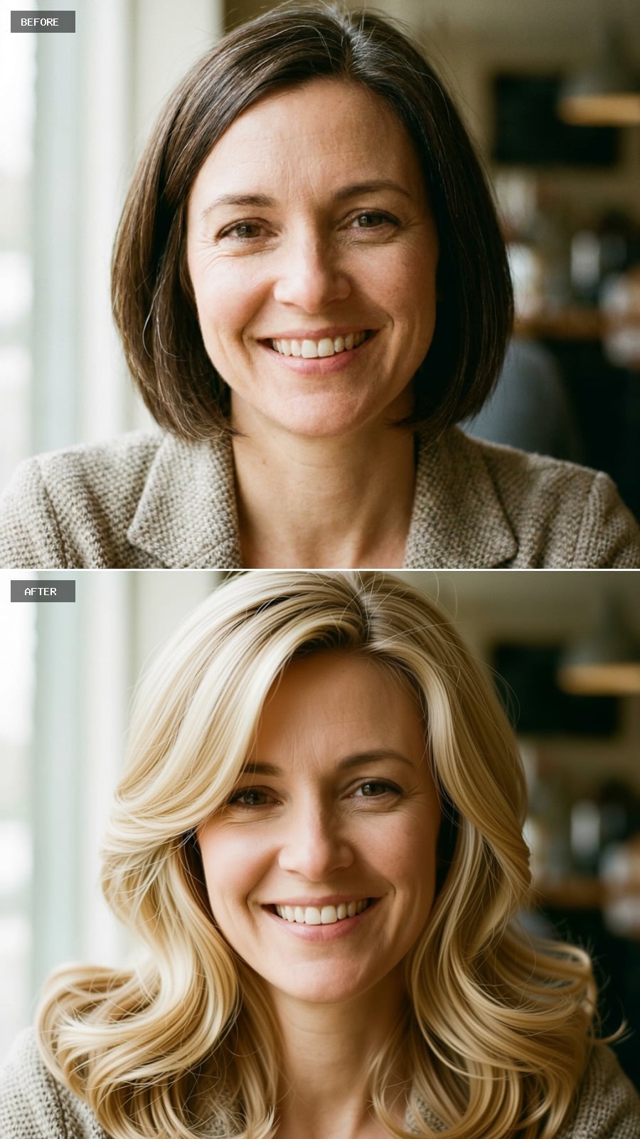 Brunette Bob to Blonde Waves: When Length and Color Both Change, So Does the Person