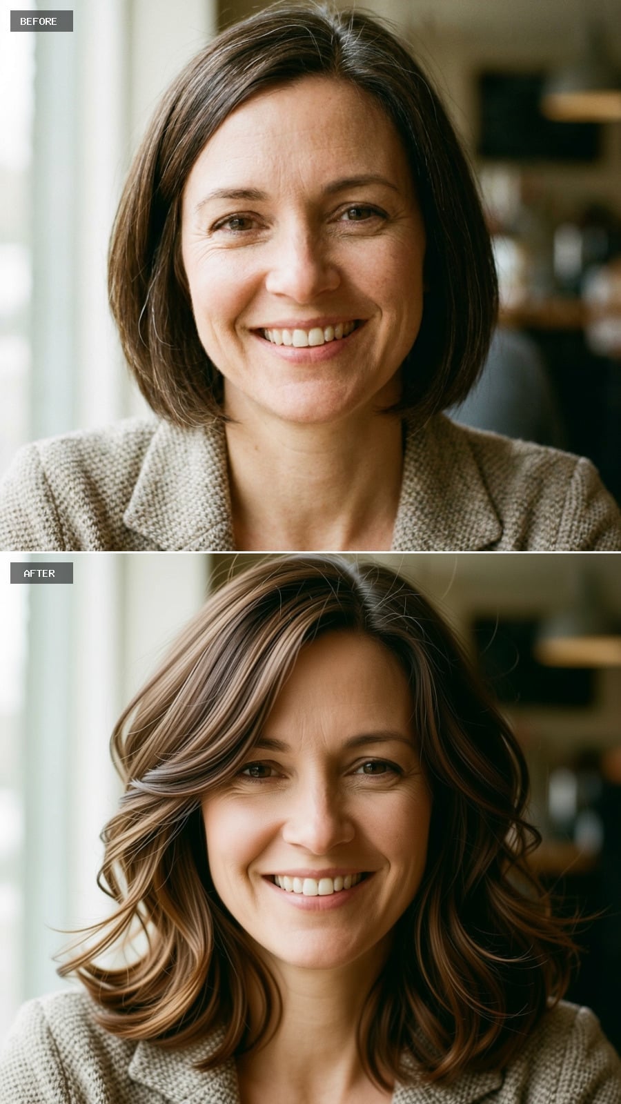 Soft Waves and a Few Highlights Quietly Shifted Every Proportion on Her Face