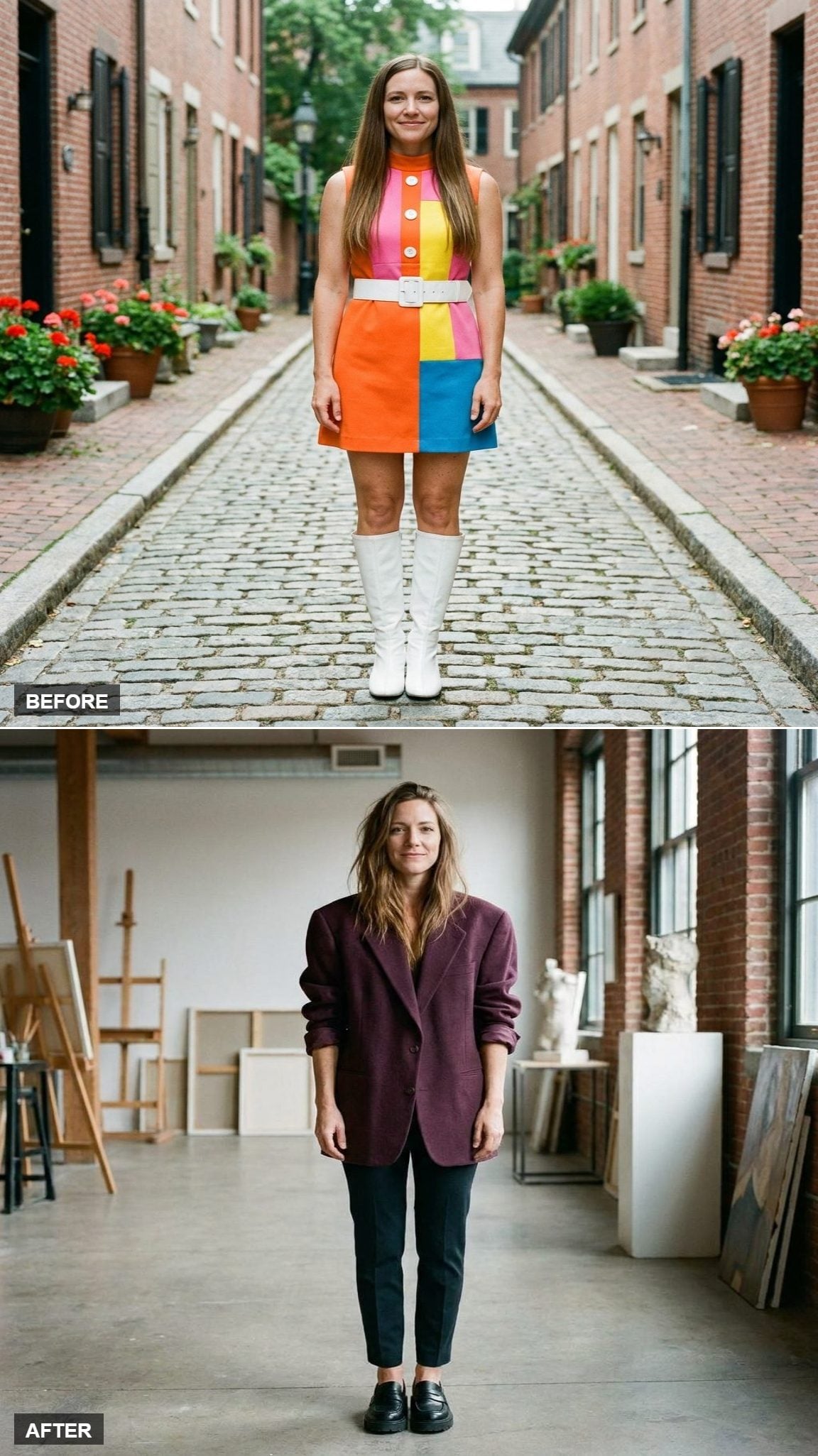Art-School Cool in an Oversized Blazer and Trousers