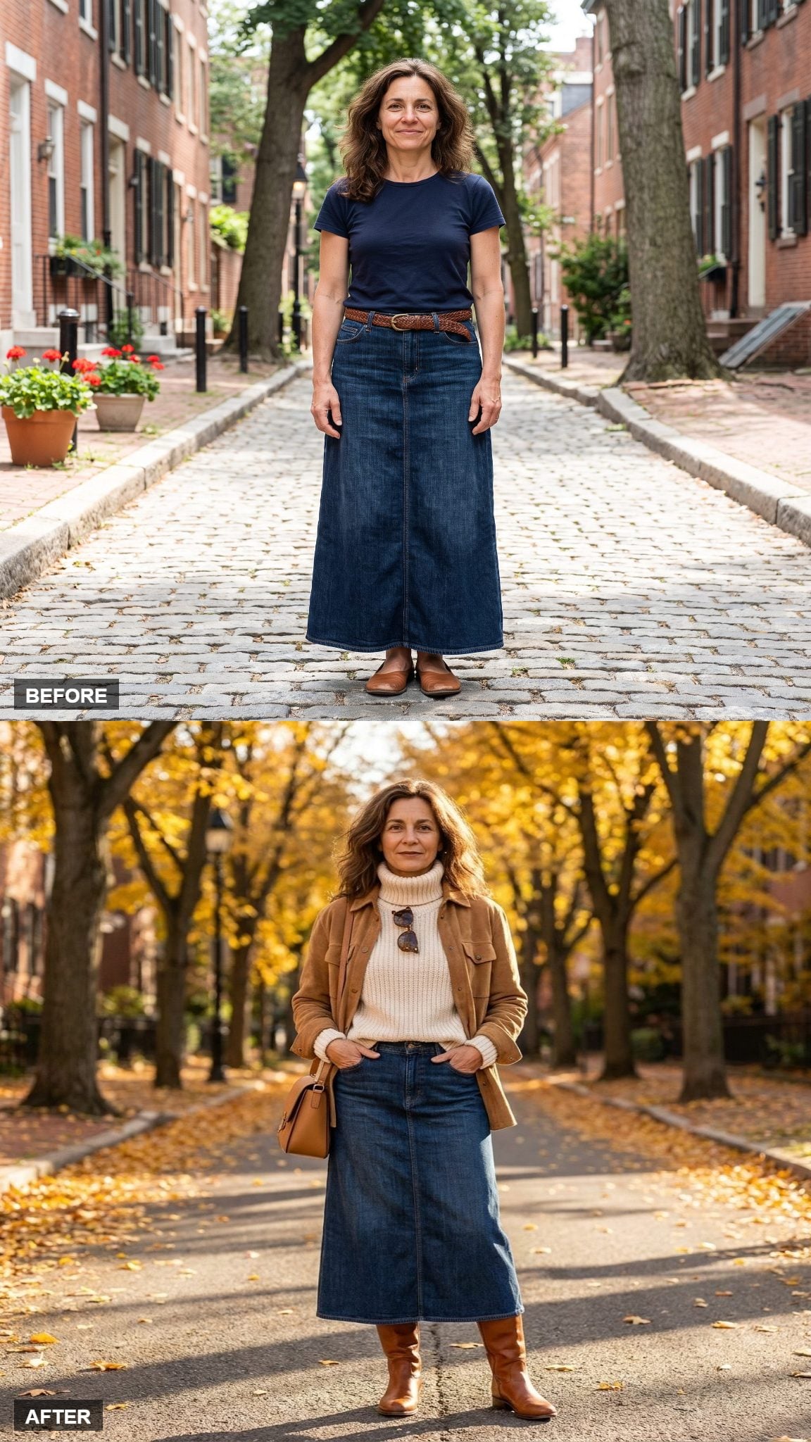 Autumn Layers in Camel Suede and a Chunky Turtleneck