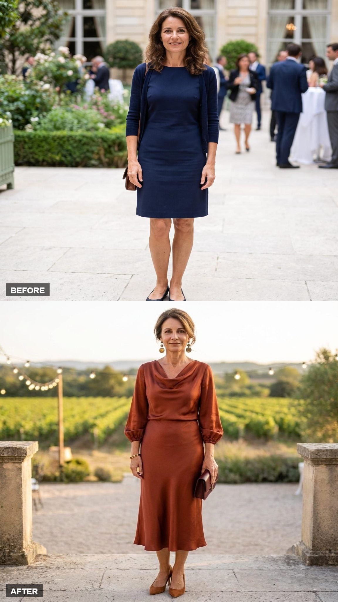 Autumn Vineyard Wedding in Rust Silk and Antique Brass